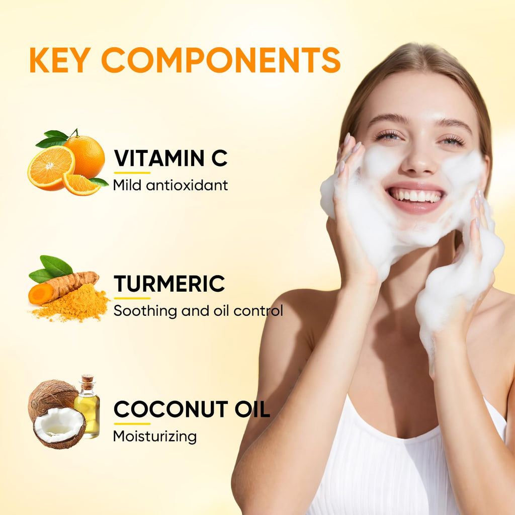 RYH 2pcs Turmeric Face Wash with Vitamin C — Deep Clean & Glow Foam Set