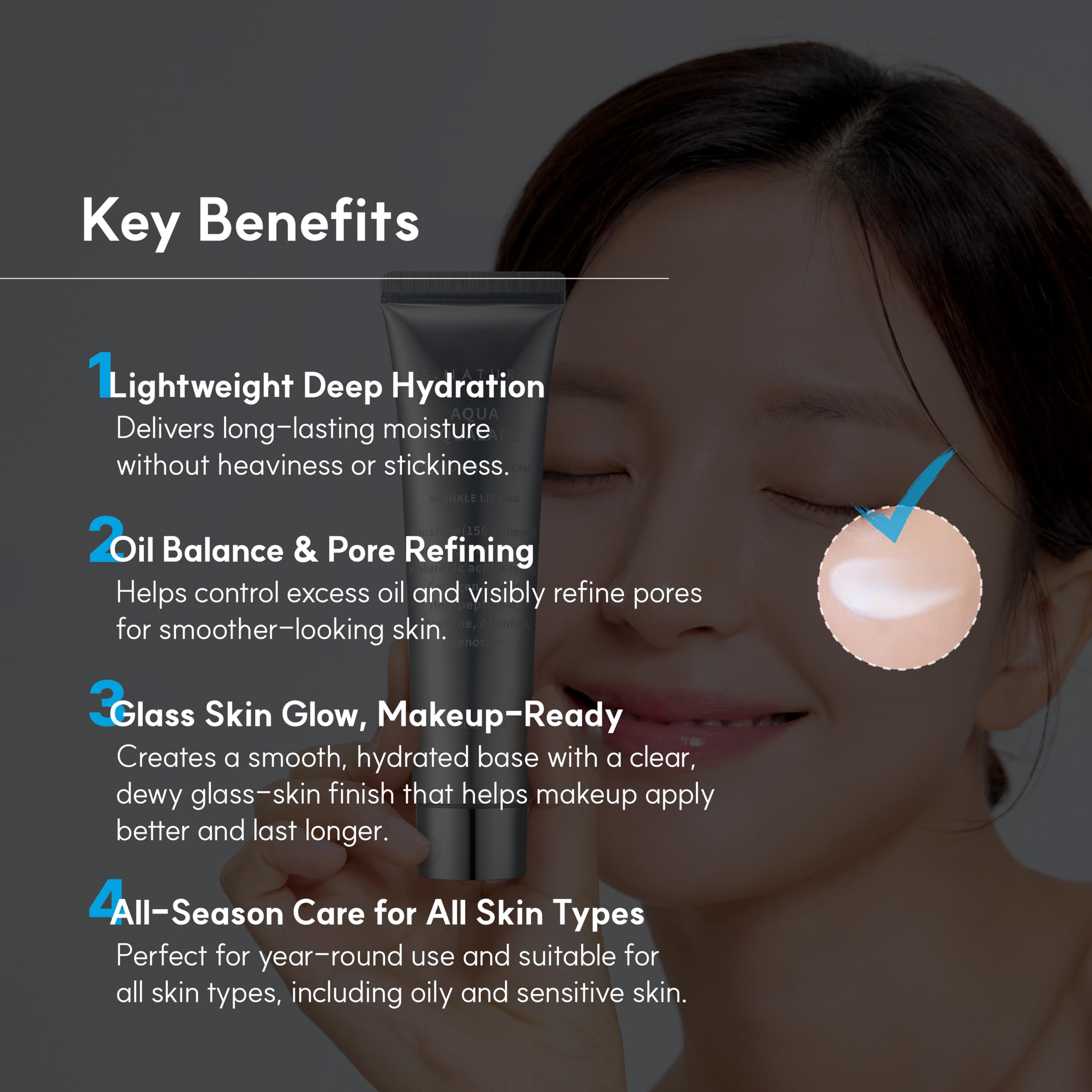 S.NATURE AQUA SQUALANE MOISTURIZING CREAM | Hydrating Face Moisturizer for Dry & Sensitive Skin, 150,000 ppm Squalane, Pore Care (80 ml)