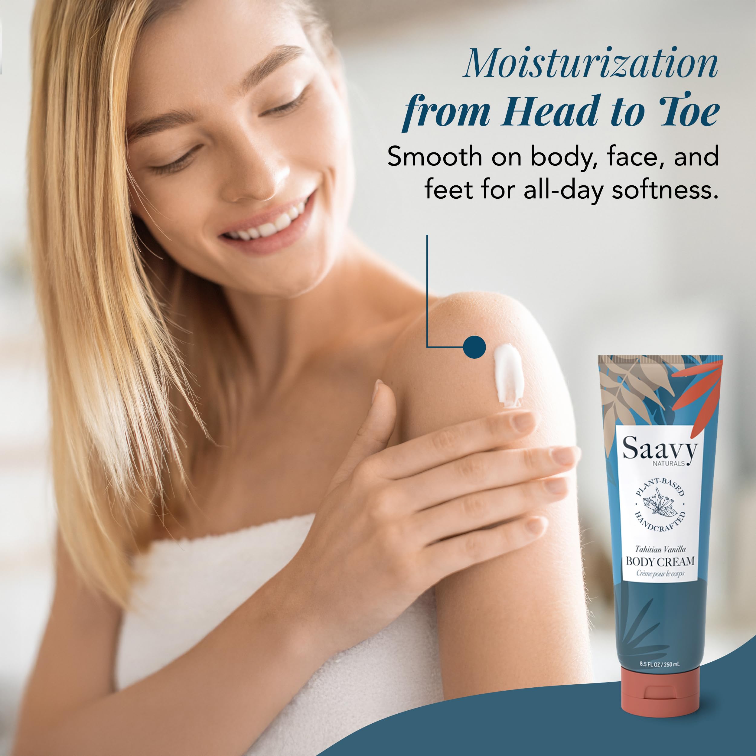 Saavy Naturals Deeply Hydrating Body Cream – Tahitian Vanilla, 2×8.5 fl oz