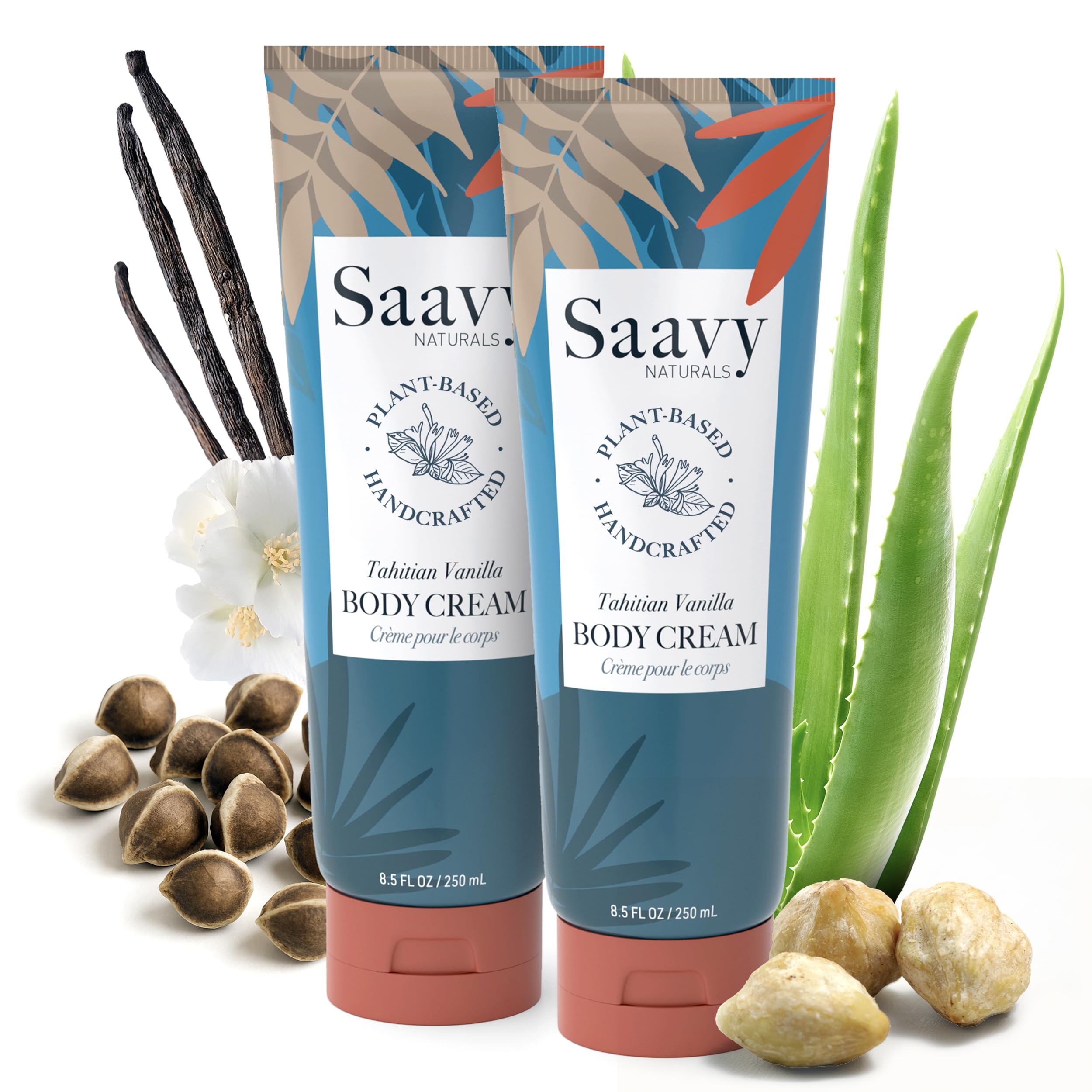 Saavy Naturals Deeply Hydrating Body Cream – Tahitian Vanilla, 2×8.5 fl oz