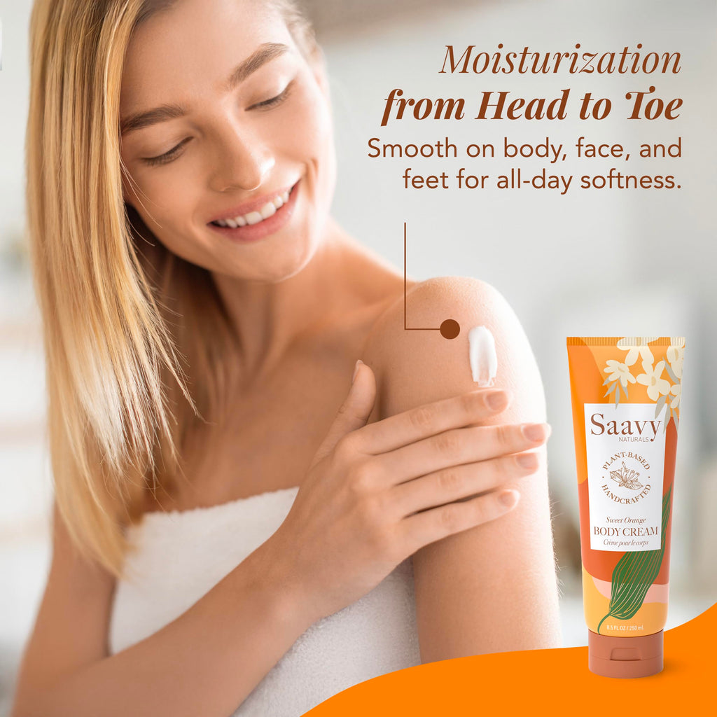 Saavy Naturals Deeply Hydrating Body Cream – Sweet Orange, 8.5 oz (2-pack)