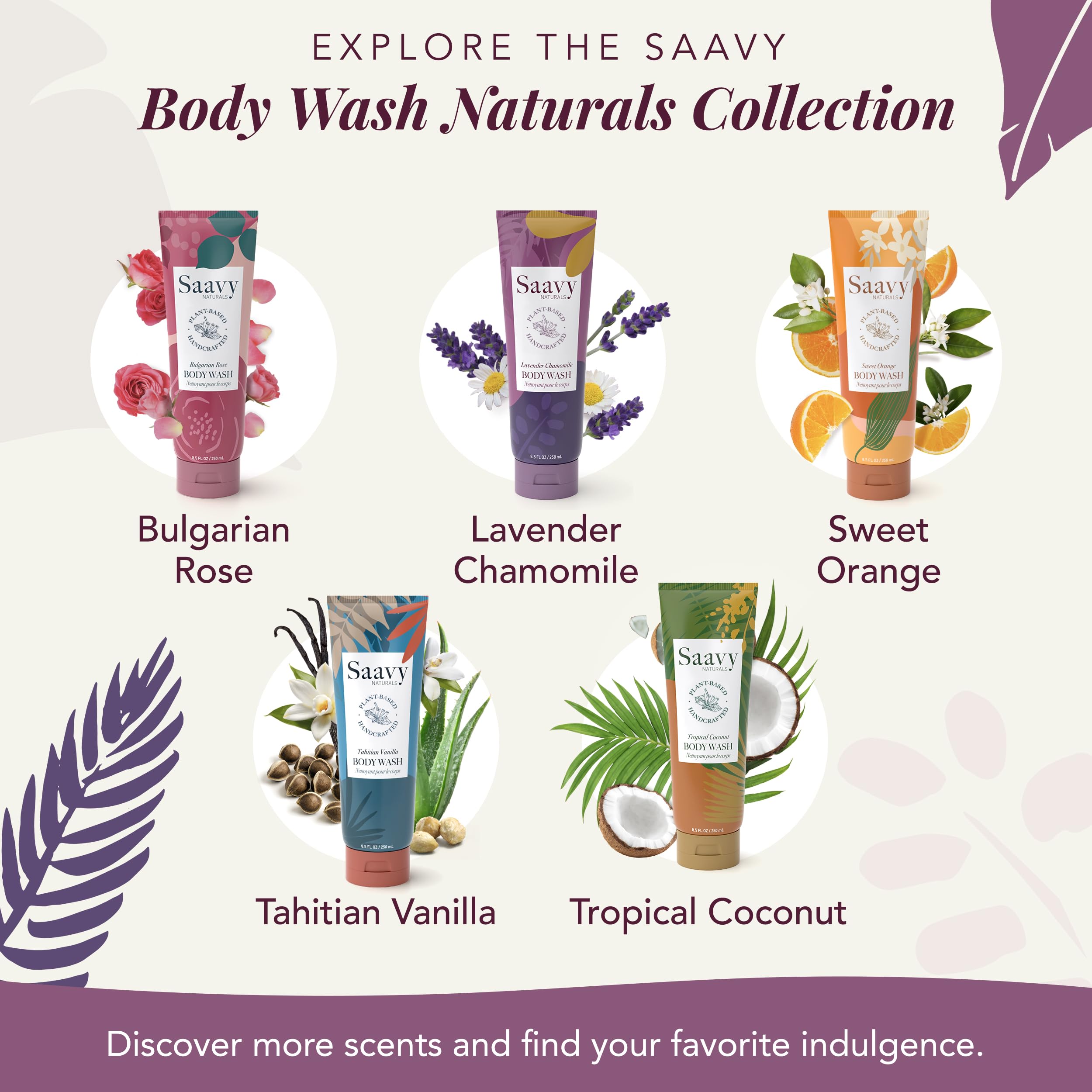 Saavy Naturals Moisturizing Body Wash for Sensitive Skin – Plant-Based, Lavender Chamomile, 2x8.5 oz