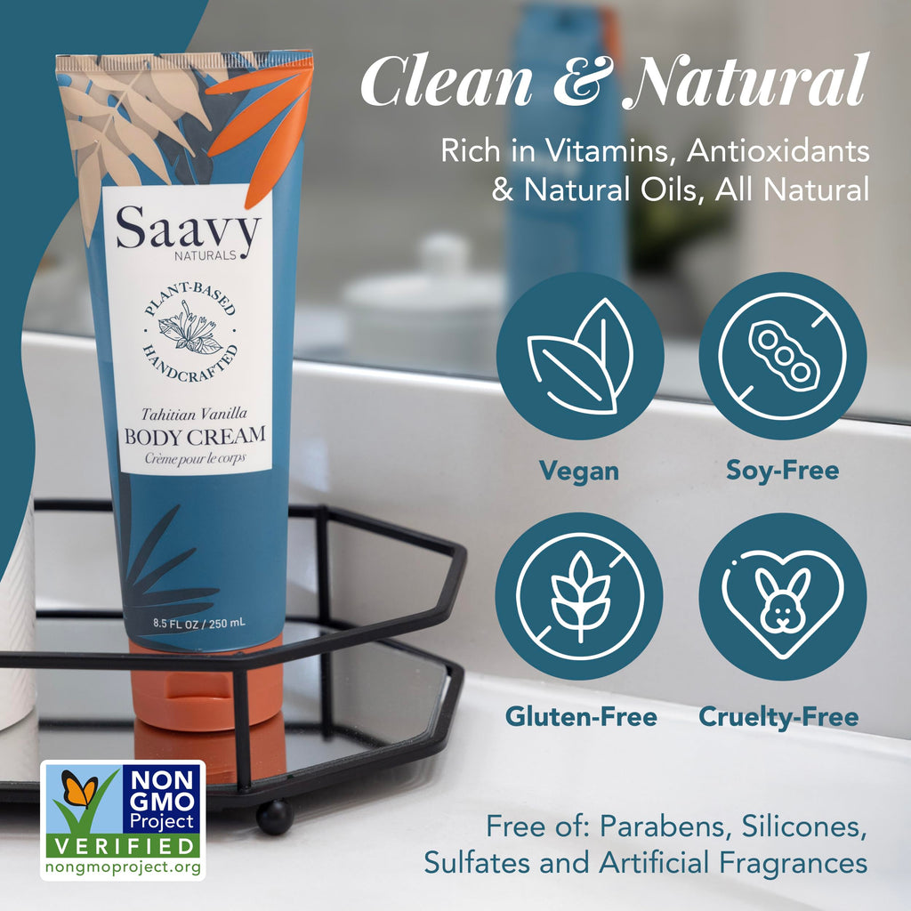 Saavy Naturals Deeply Hydrating Body Cream – Tahitian Vanilla, 2×8.5 fl oz