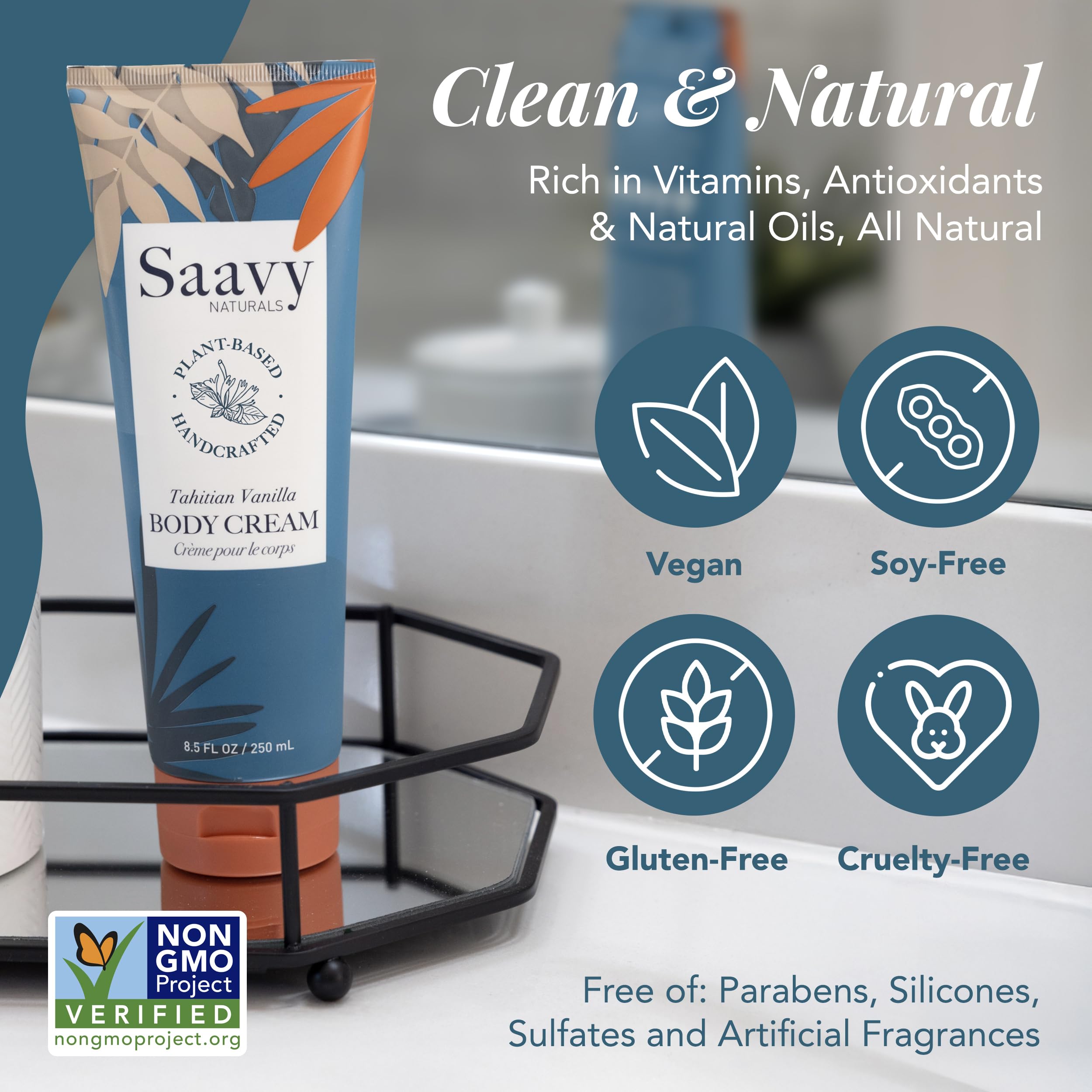 Saavy Naturals Deeply Hydrating Body Cream – Tahitian Vanilla, 2×8.5 fl oz