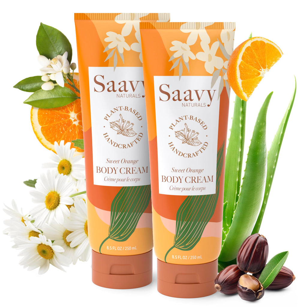 Saavy Naturals Deeply Hydrating Body Cream – Sweet Orange, 8.5 oz (2-pack)