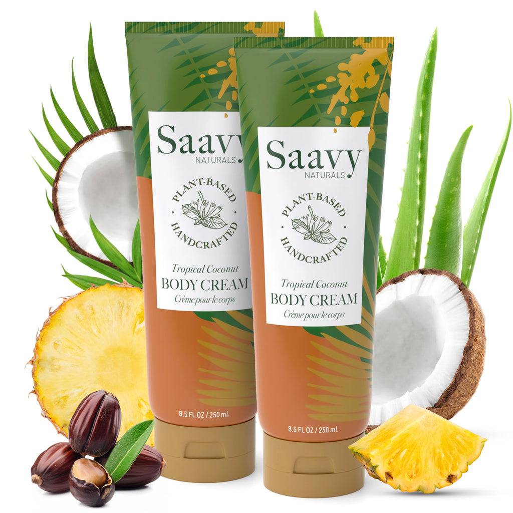 Saavy Naturals Deeply Hydrating Body Cream – Tropical Coconut, 2-Pack