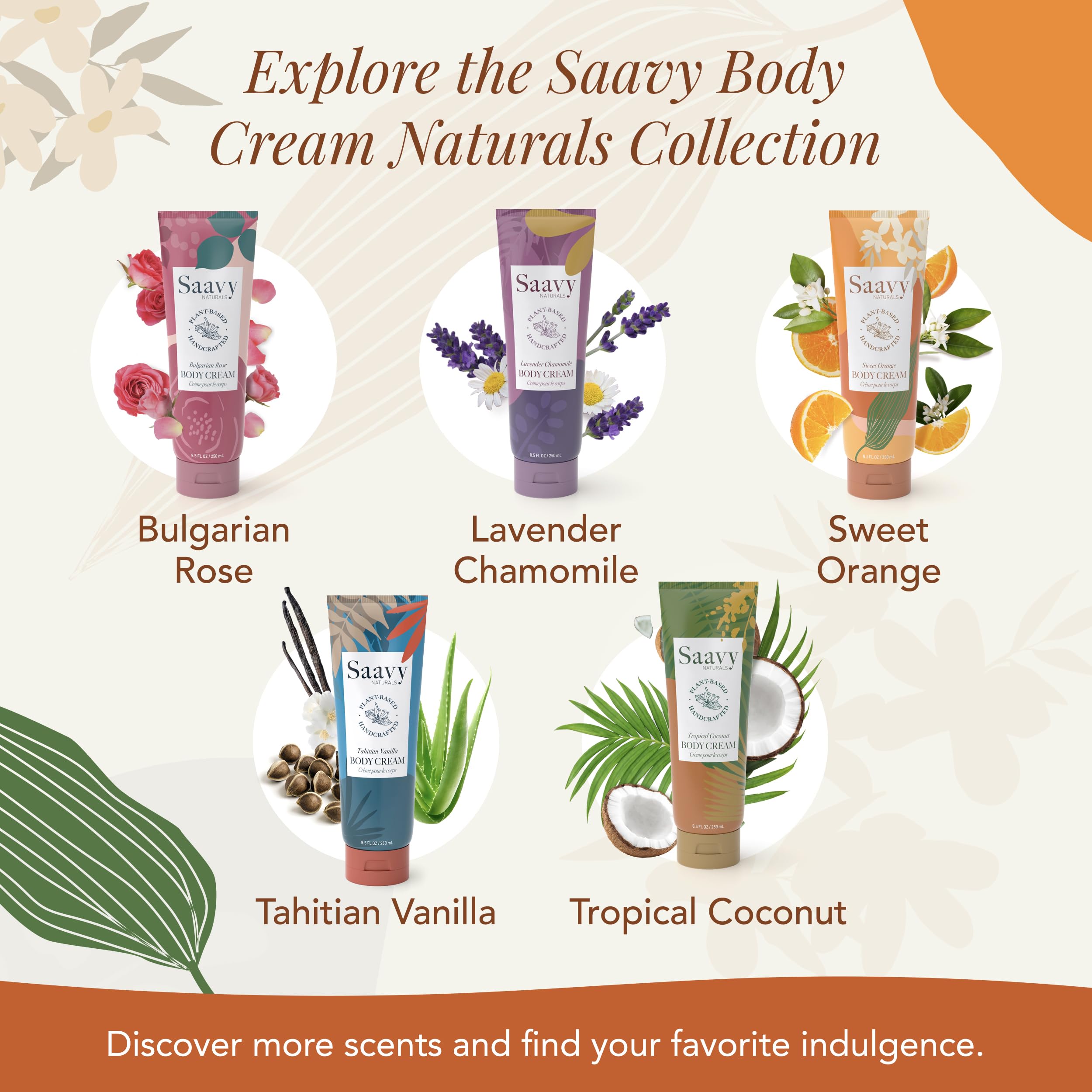 Saavy Naturals Deeply Hydrating Body Cream – Sweet Orange, 8.5 oz (2-pack)