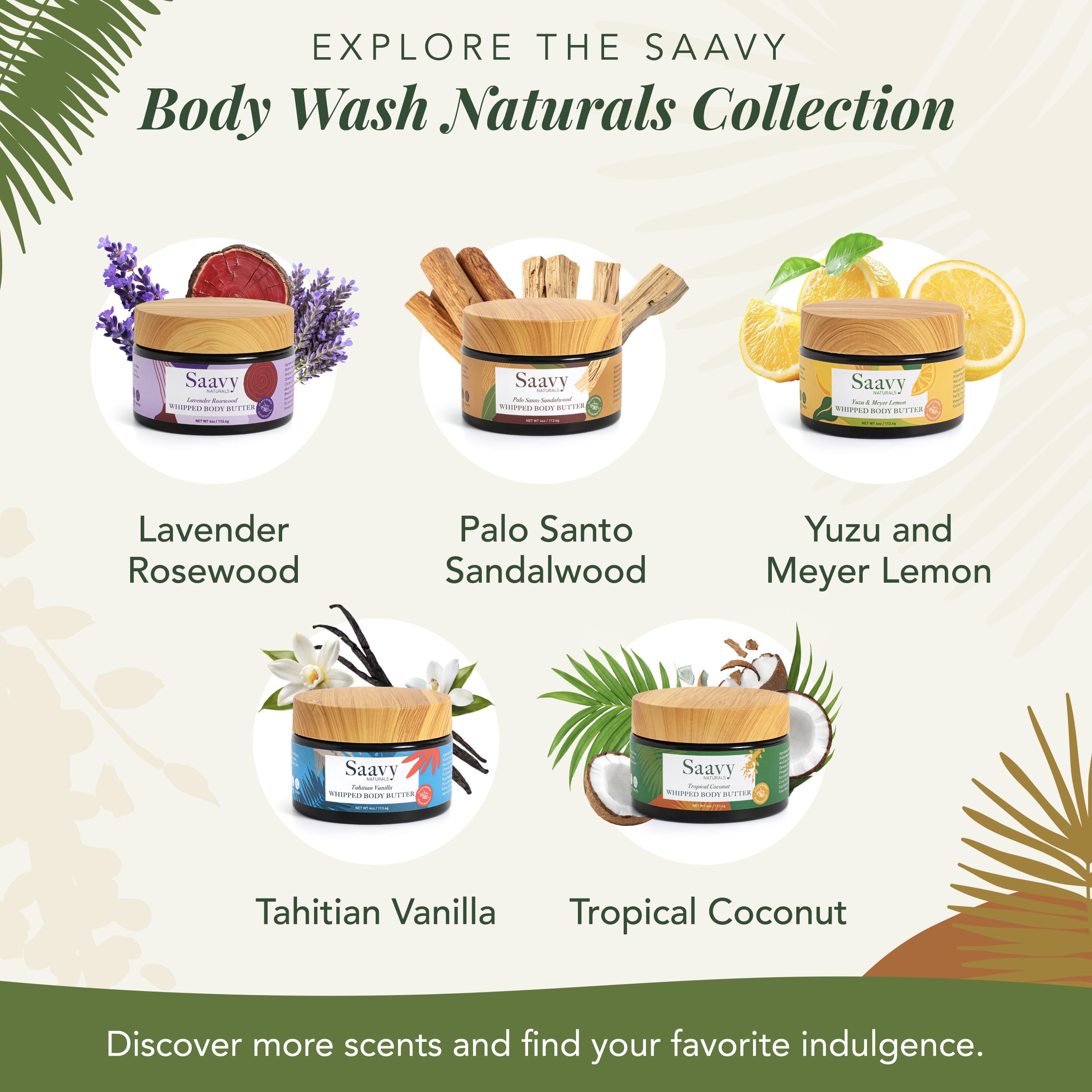 Saavy Naturals Whipped Body Butter – Organic Shea, Deep Hydration, Tropical Coconut, 4 oz