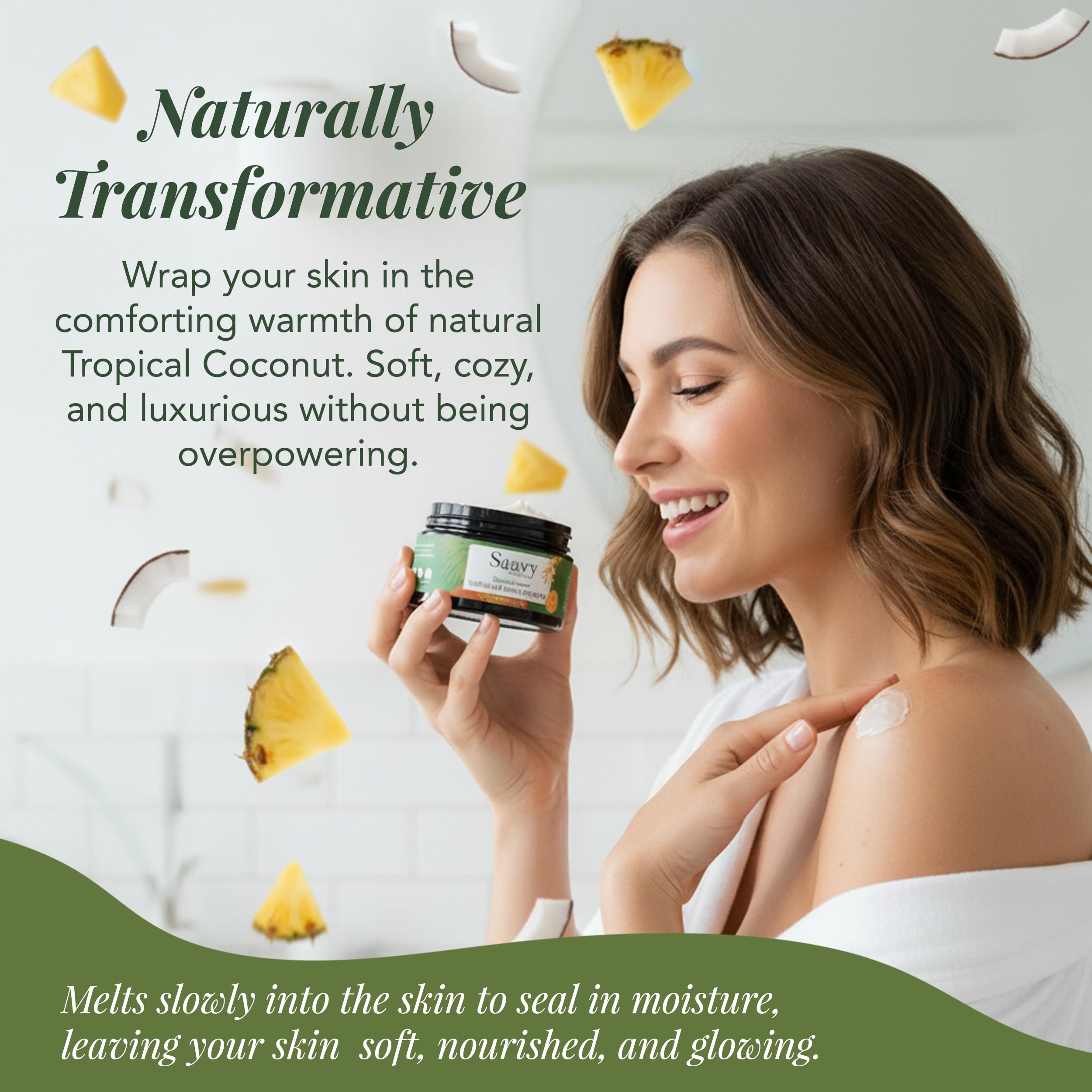 Saavy Naturals Whipped Body Butter – Organic Shea, Deep Hydration, Tropical Coconut, 4 oz