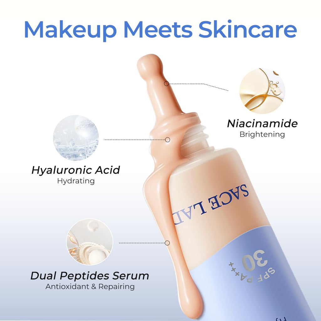 SACE LADY Bare Touch Skin Tint SPF30 – Skin-Like Serum Tint, 16HR Wear (#04 Beige Glow)