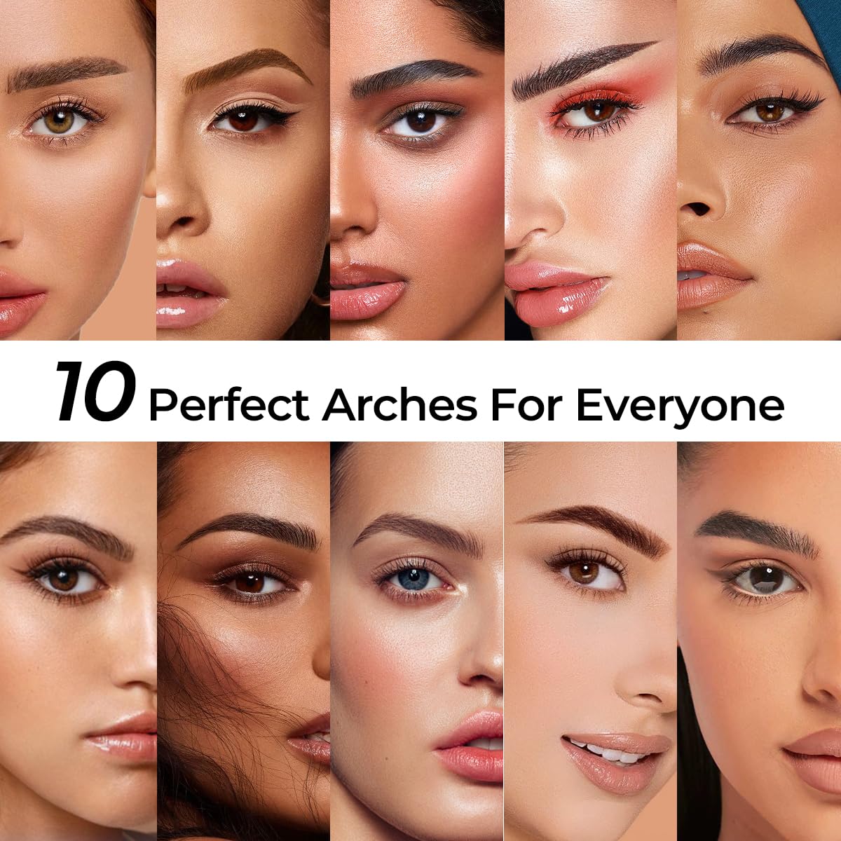 SACE LADY Eyebrow Stamp Kit – Natural-Looking Brows, Waterproof & Long-Lasting, 10 Reusable Stencils, 0.07 Oz #02 Dark Brown