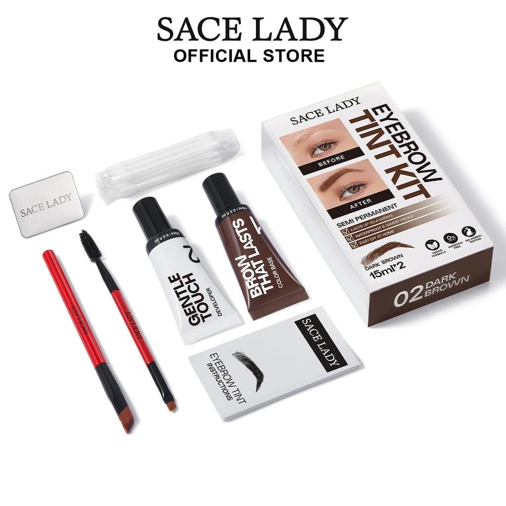 SACE LADY Eyebrow Color Kit – Long-Lasting, Waterproof, Vegan & Cruelty-Free (02 Dark Brown)