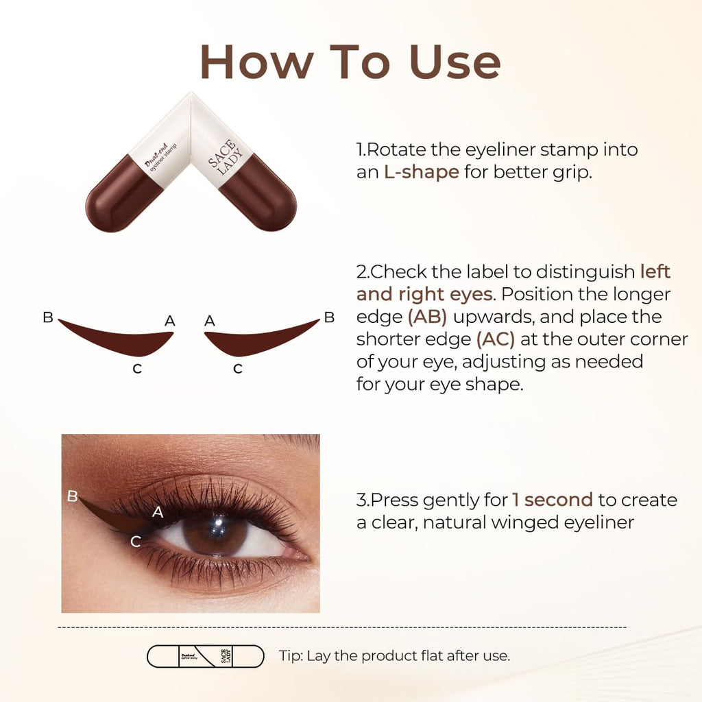 SACE LADY Dual-Ended Eyeliner Stamp – Foldable Winged Eyeliner Pen, Long-Lasting & Waterproof