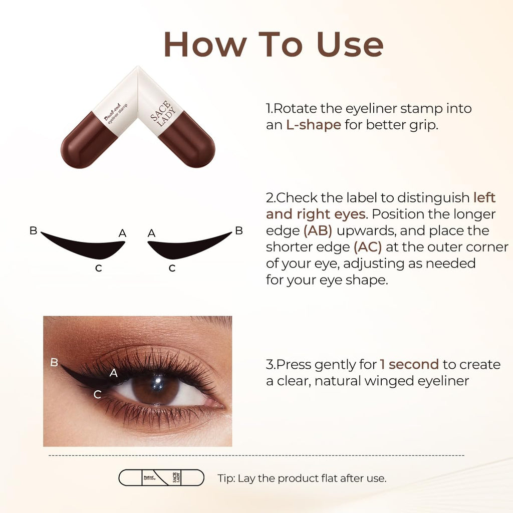 SACE LADY Dual-Ended Eyeliner Stamp – Perfect Winged Eyeliner, Waterproof & Smudge-Proof (01 Black)