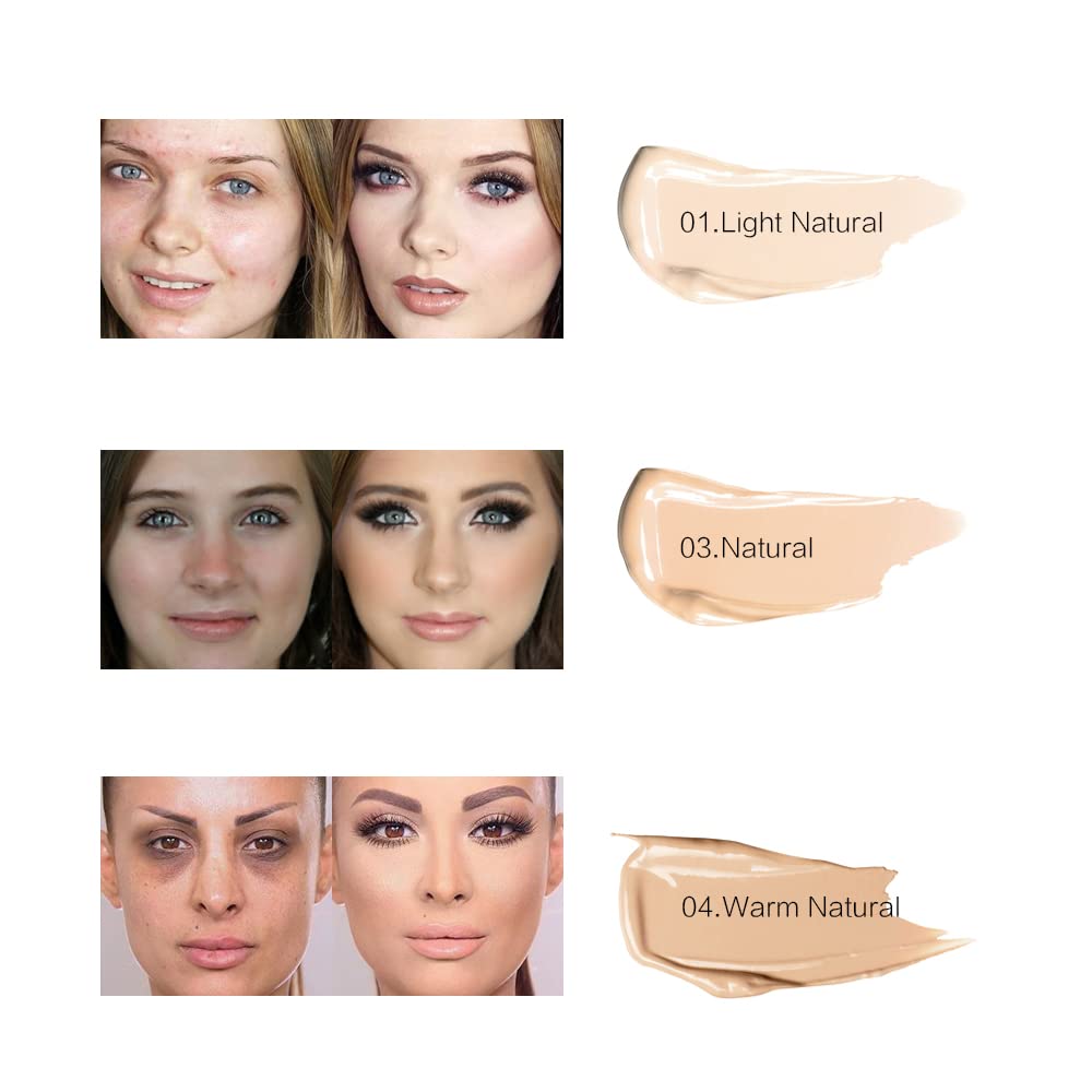 SACE LADY 3 Pack Pro Full Cover Liquid Concealer – Waterproof Matte Finish, Warm Natural
