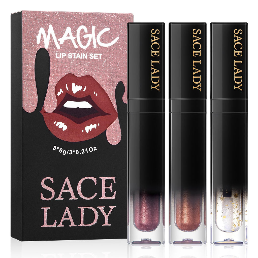 SACE LADY Lip Stain Set Peel Off – Long-Lasting Waterproof Lip Gloss, Transfer-Proof