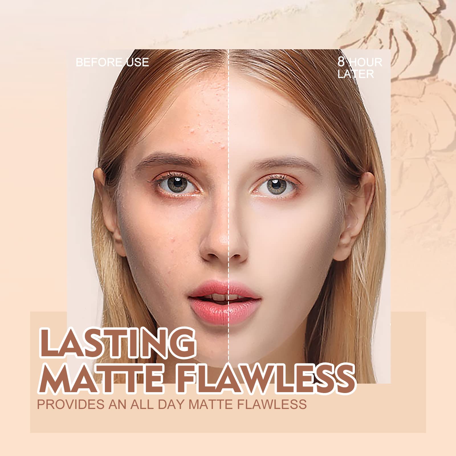 SACE LADY 2Pcs Face Makeup Set – Matte Foundation & Oil Control Powder | Waterproof, Long-Lasting Coverage