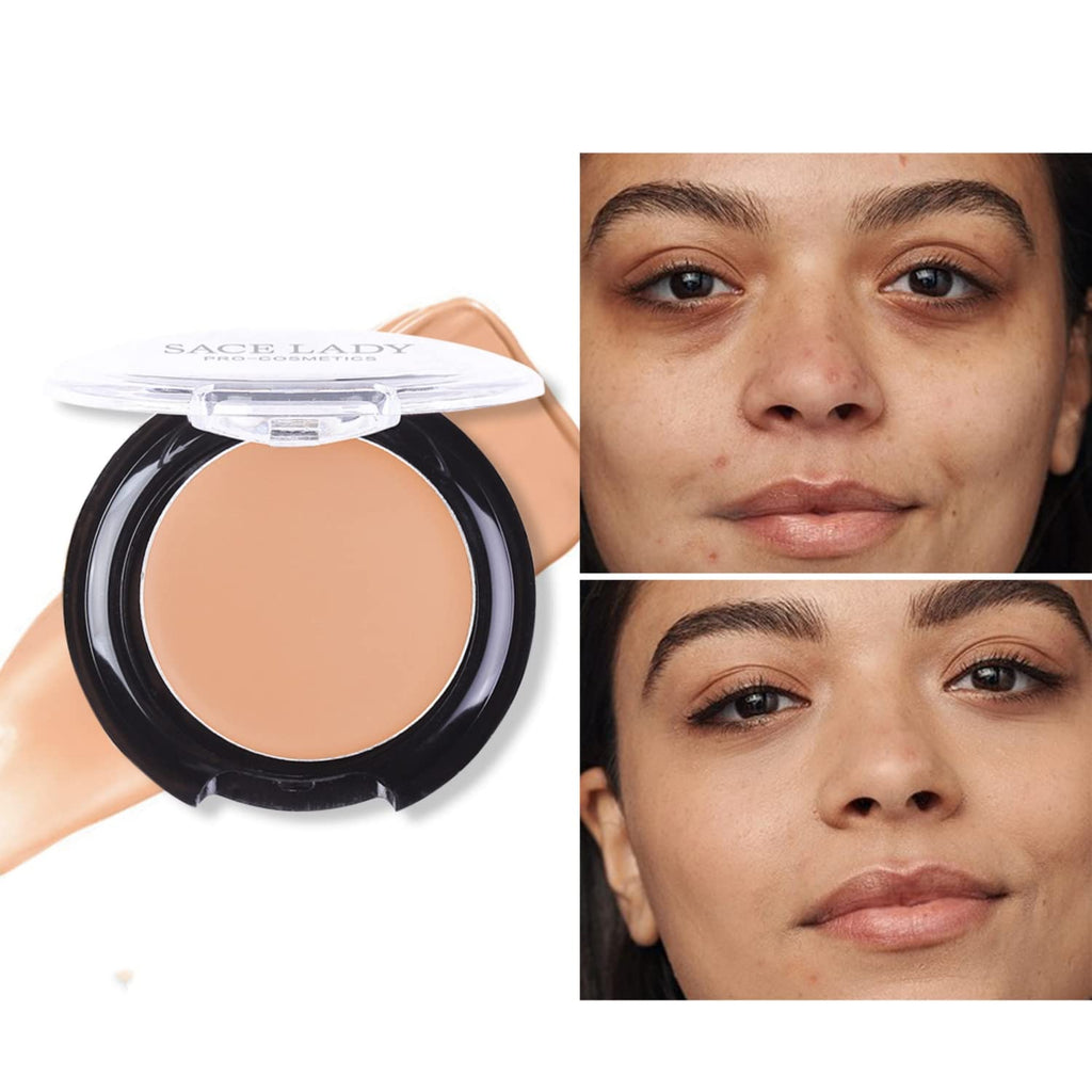SACE LADY Waterproof Full-Coverage Concealer Kit with Primer Sponge | Matte Foundation for Face, Eyes & Acne Scars