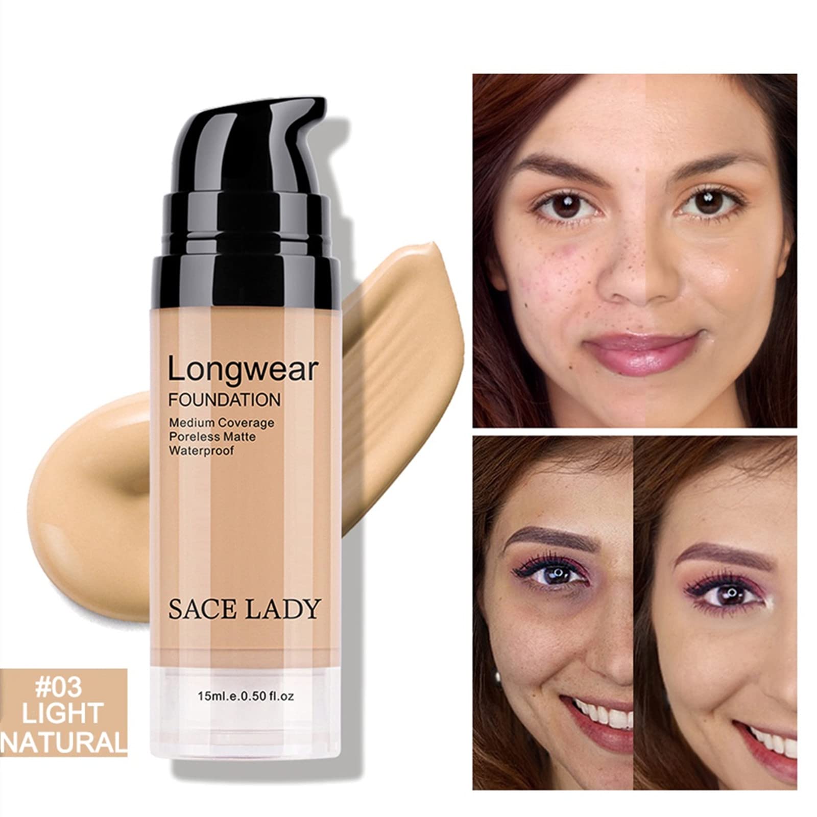 SACE LADY 2Pcs Face Makeup Set – Matte Foundation & Oil Control Powder | Waterproof, Long-Lasting Coverage