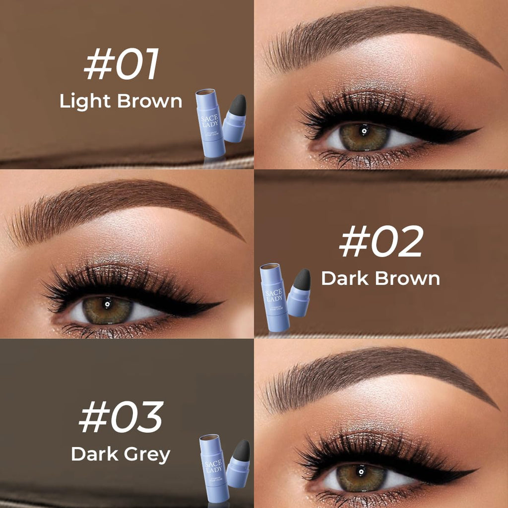 SACE LADY Eyebrow Stamp Kit – Natural-Looking Brows, Waterproof & Long-Lasting, 10 Reusable Stencils, 0.07 Oz #02 Dark Brown