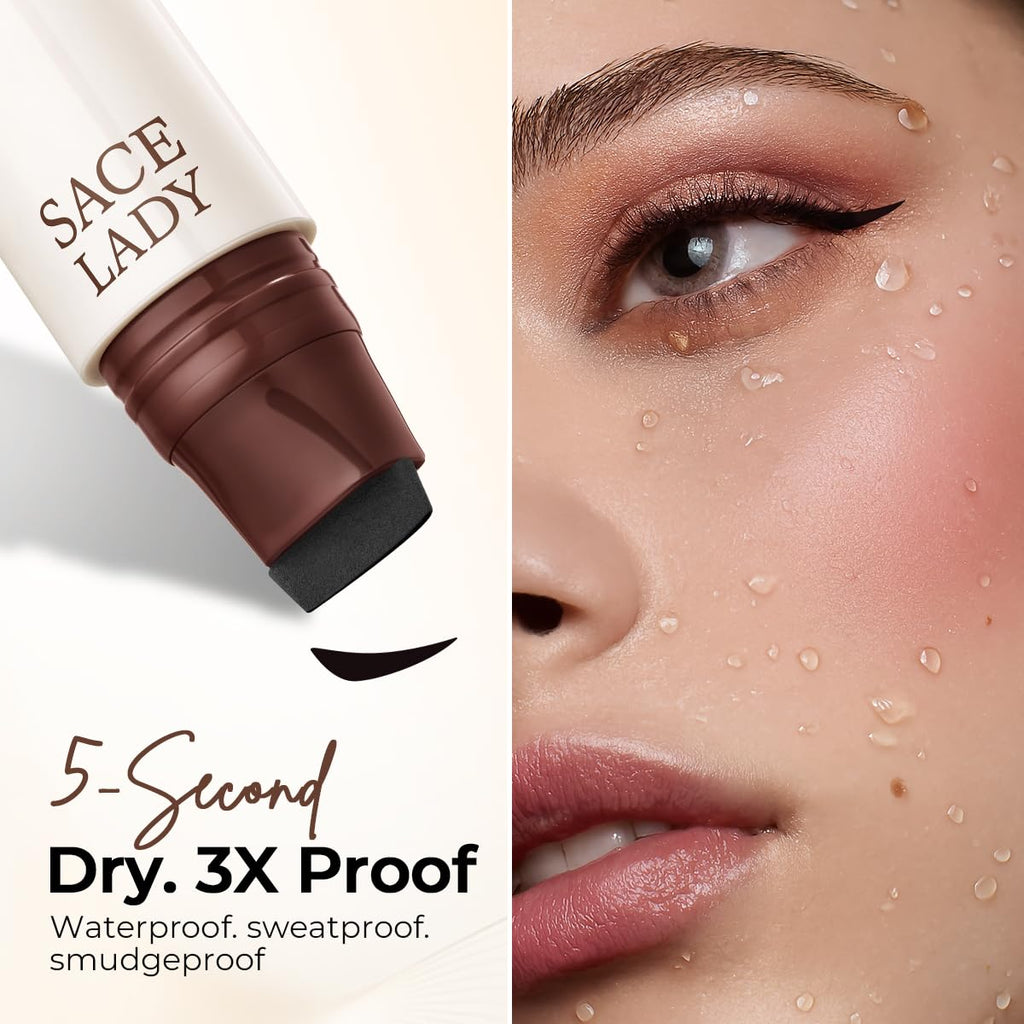 SACE LADY Dual-Ended Eyeliner Stamp – Perfect Winged Eyeliner, Waterproof & Smudge-Proof (01 Black)
