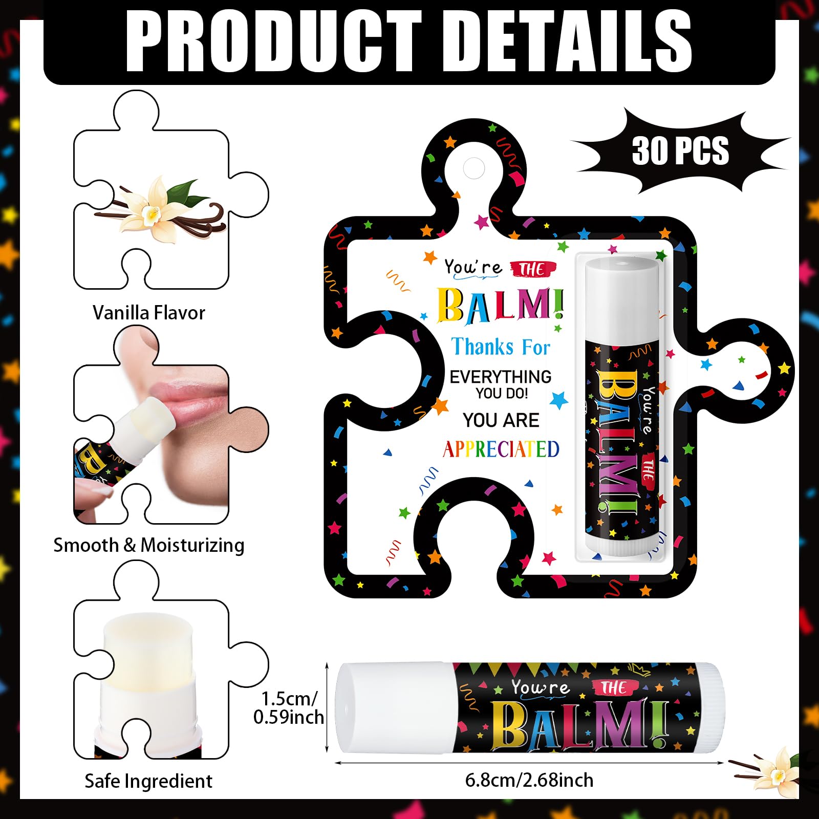 Sacubee 30 Pack Lip Balm Bulk Gifts – You're the Balm Vanilla Flavor