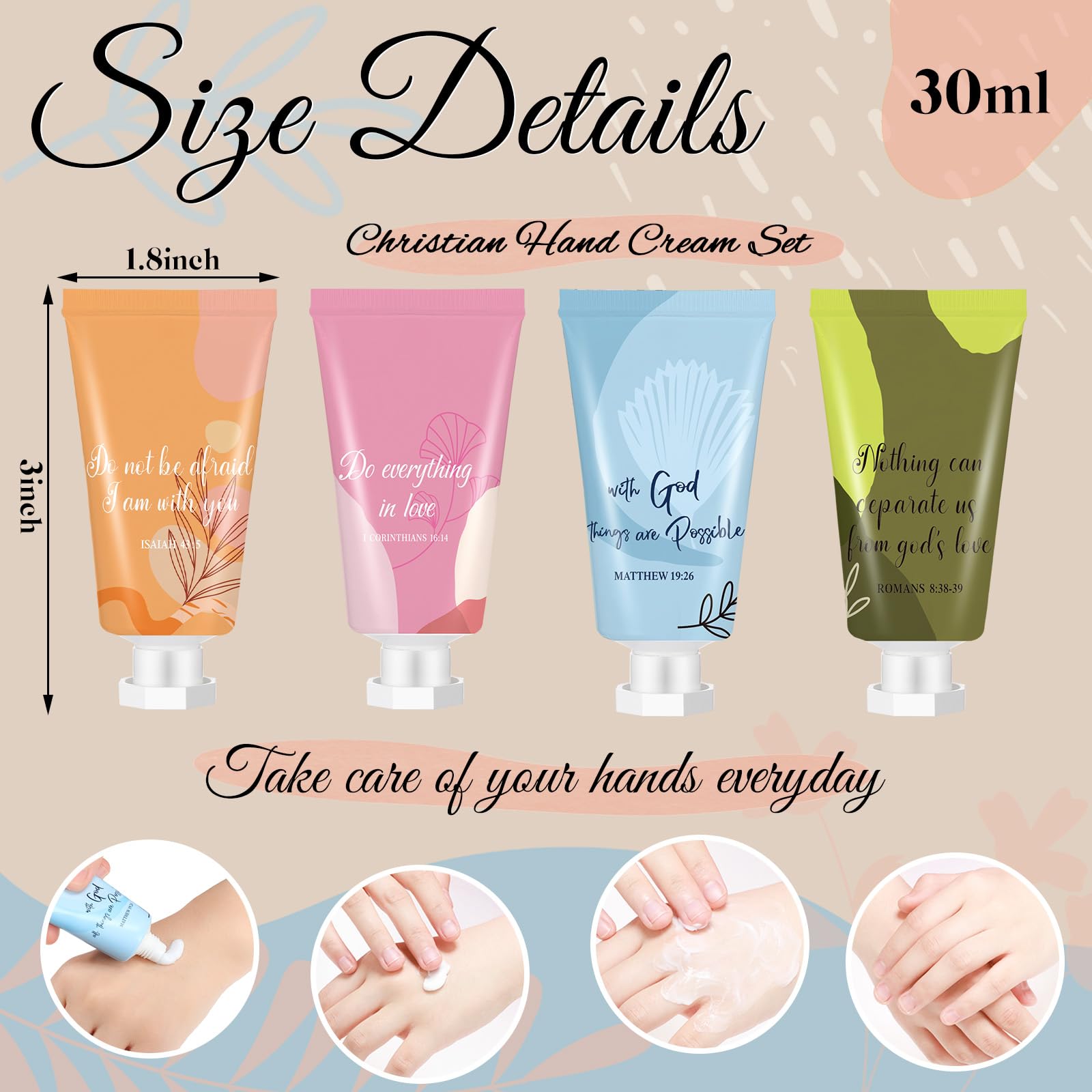 Sacubee 24-Piece Christian Hand Cream Gift Set – Bible Verse Travel Lotion