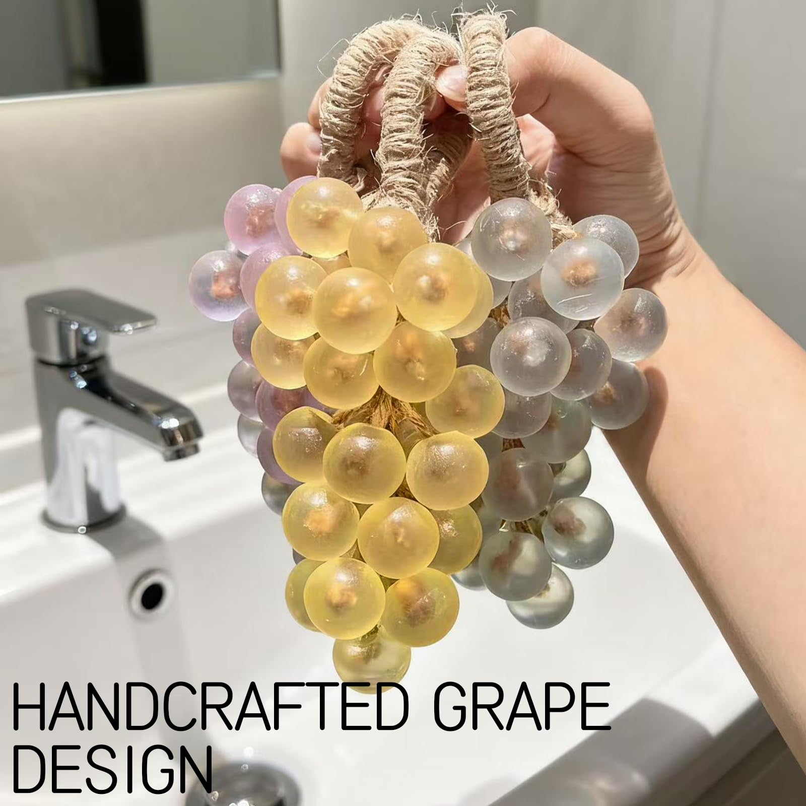 sacxi Grape Soap on a Rope – Handmade Aromatic Bar Soap for Hands & Bath (Blue Jasmine Scent)