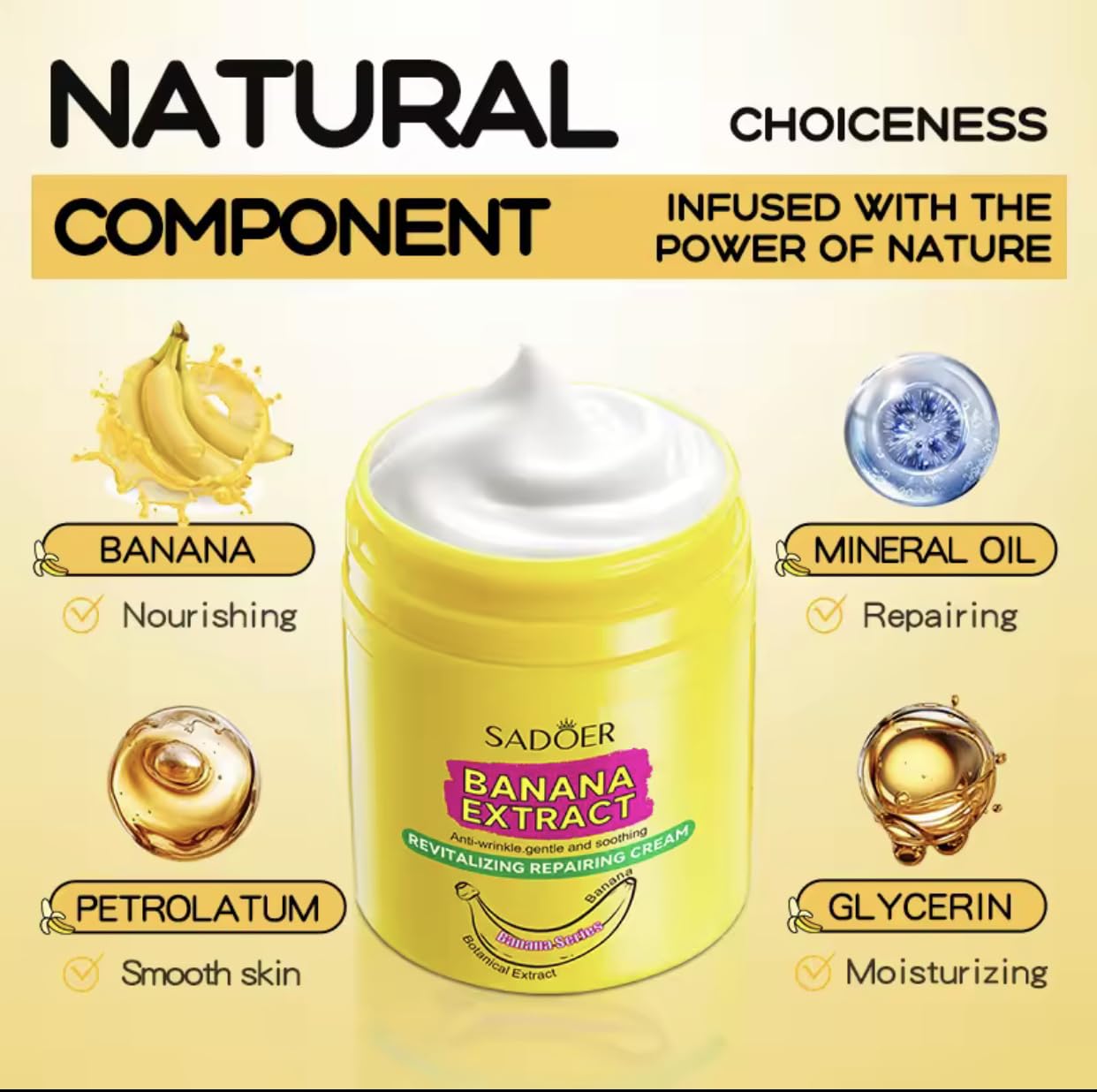 SADOER Banana Extract Anti-Wrinkle Revitalizing Cream – Deep Hydration & Repair