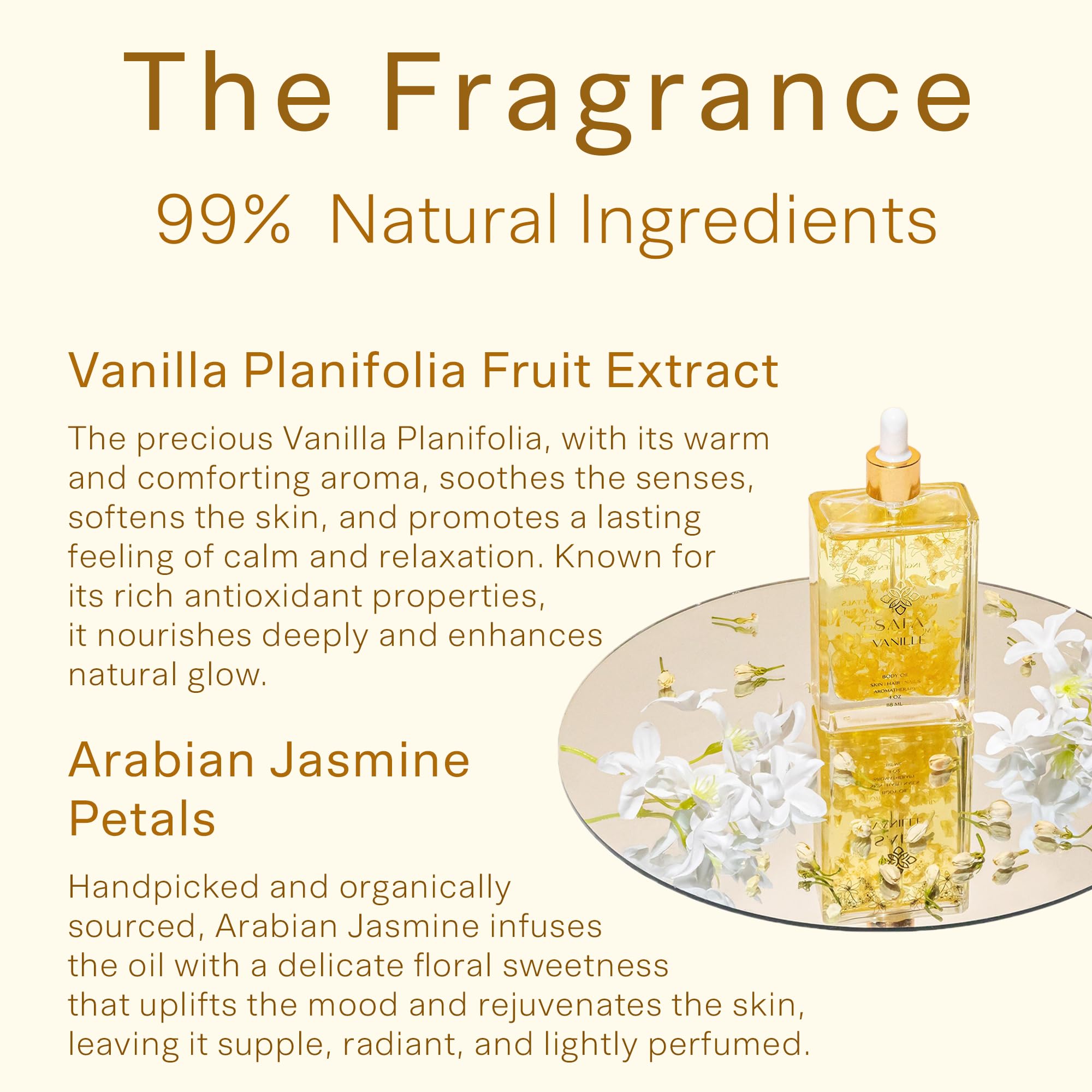 SAFA Vanillé Oil – Organic Vanilla Jasmine Oil for Skin, Hair & Aromatherapy (4 oz)