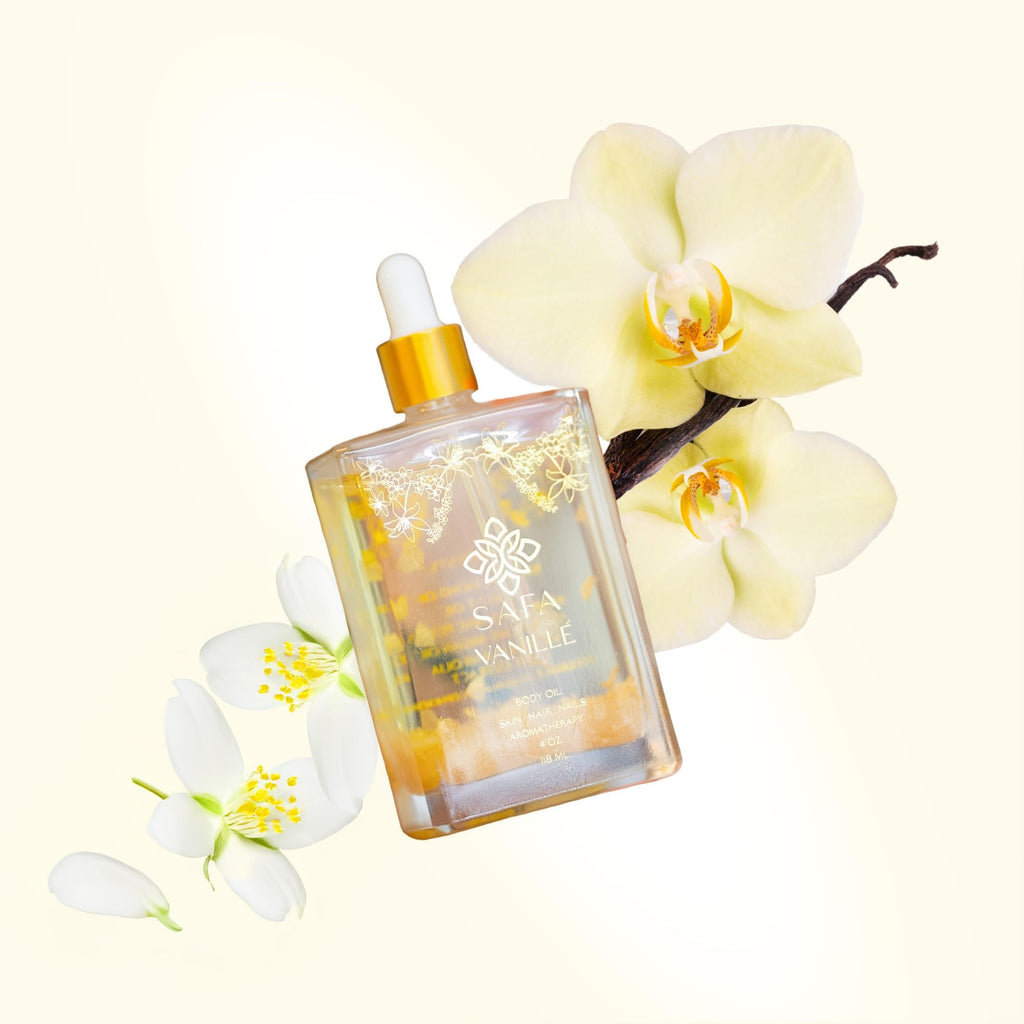SAFA Vanillé Oil – Organic Vanilla Jasmine Oil for Skin, Hair & Aromatherapy (4 oz)