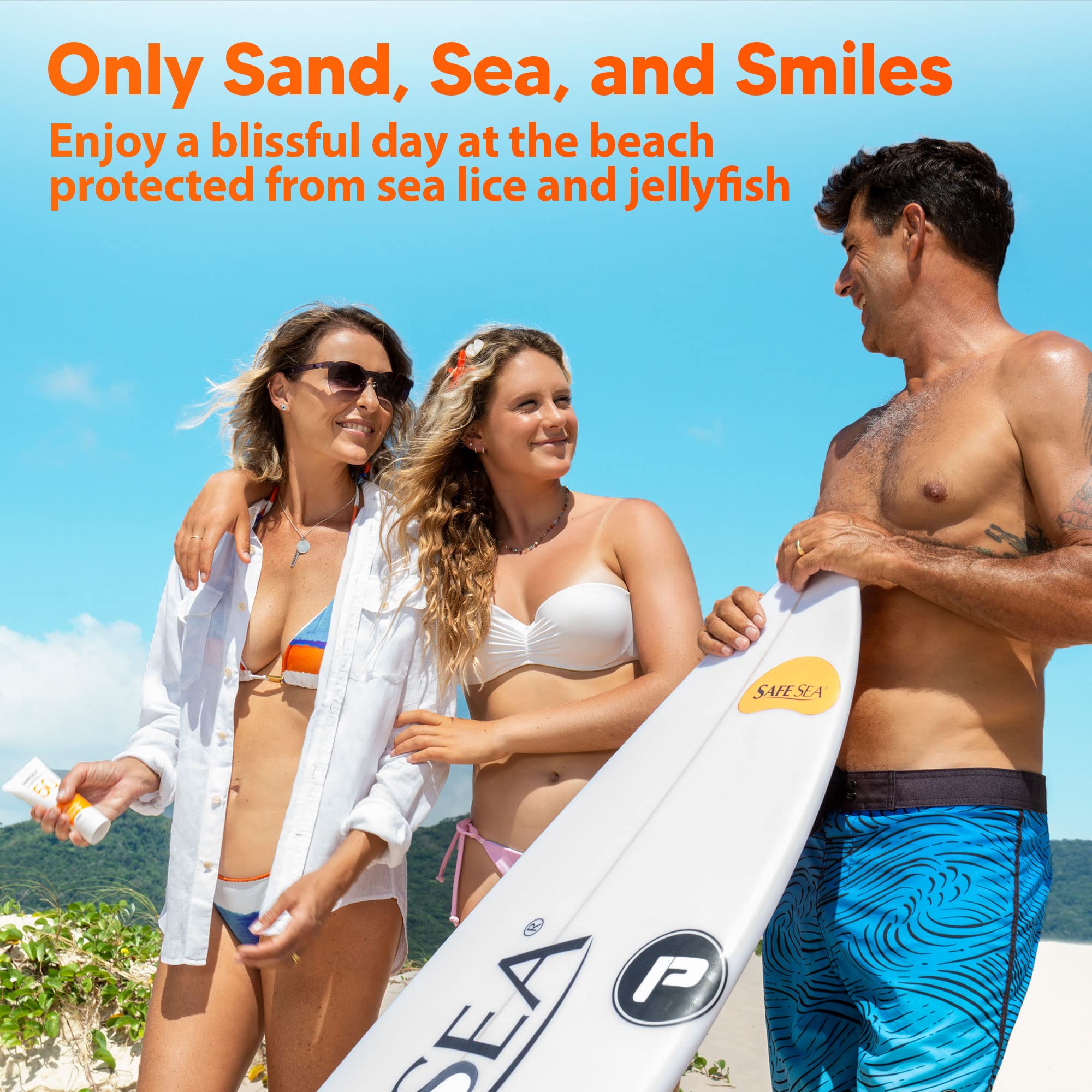 SAFE SEA Anti-Jellyfish Sting SPF 50+ Sunscreen – Reef-Safe 3-Pack (3.4 oz Tubes) for Adults