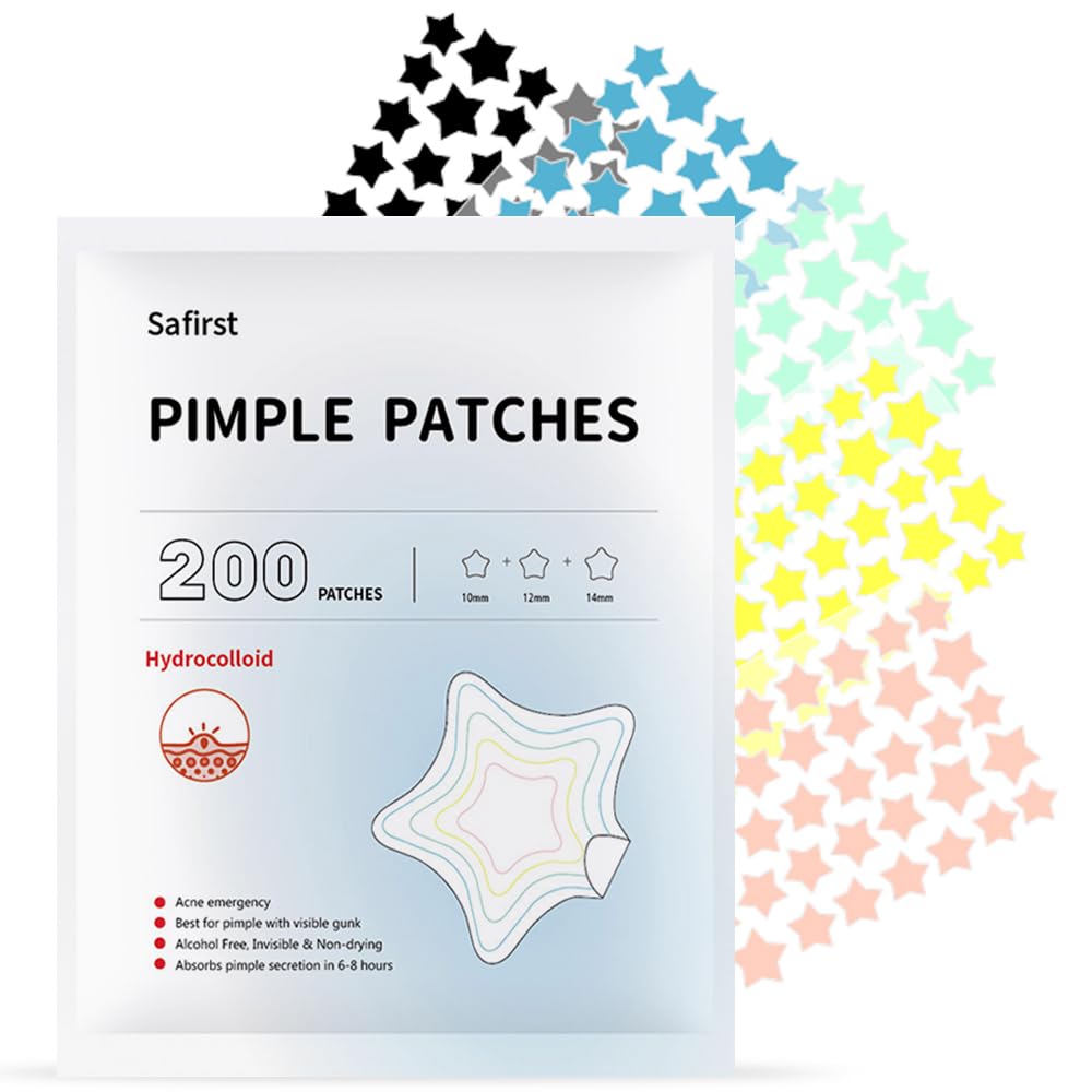 Safirst Star Acne Patches – Hydrocolloid Pimple Patches, 3 Sizes, 200 Count