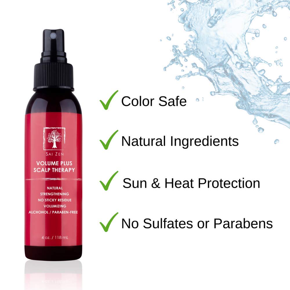 Sai Zen Volume Plus Scalp Therapy Spray – Post‑Shower Hair Strengthening Formula | Made in USA | Alcohol & Paraben Free, 4 oz