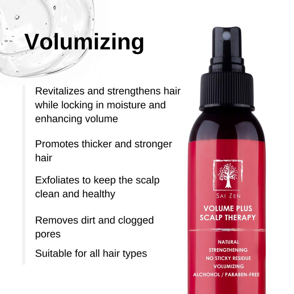 Sai Zen Volume Plus Scalp Therapy Spray – Post‑Shower Hair Strengthening Formula | Made in USA | Alcohol & Paraben Free, 4 oz