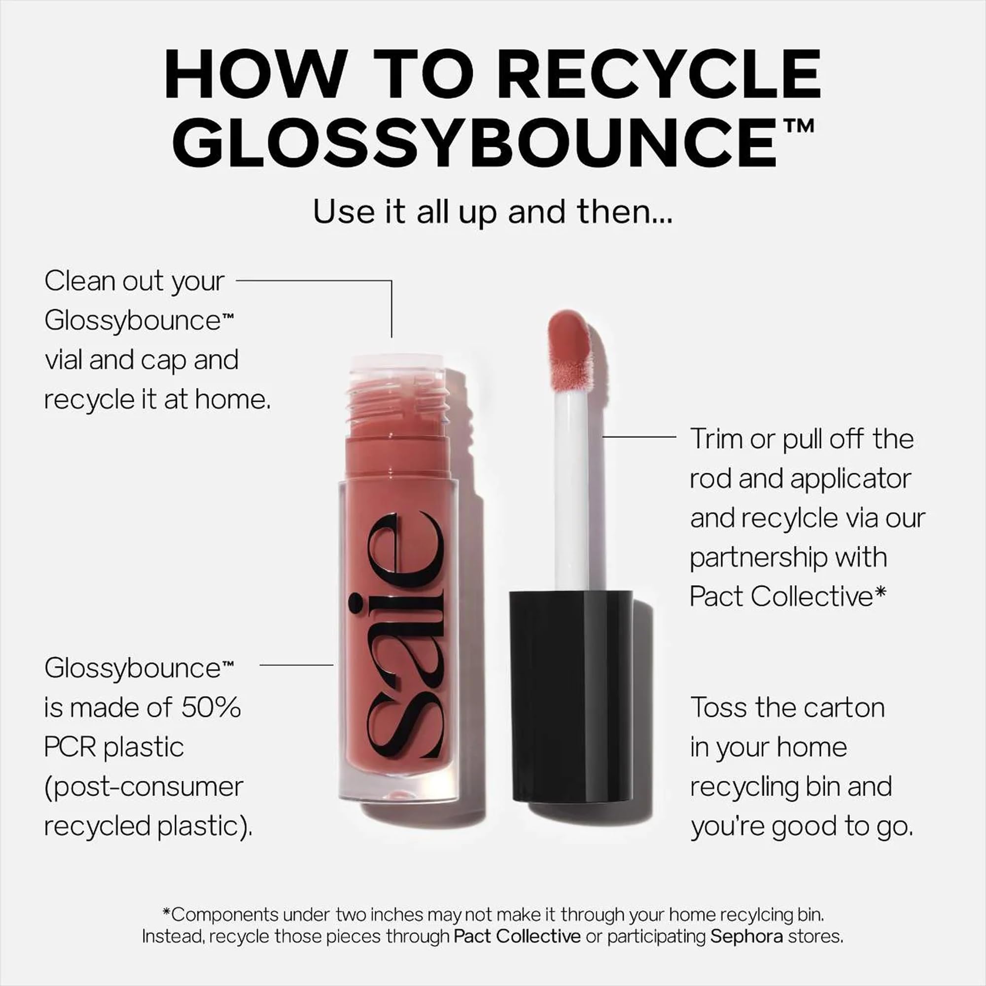 Saie Glossybounce Lip Gloss & Lip Oil Hybrid | Hyaluronic Acid + Jojoba | Non Sticky, Ultra Shine