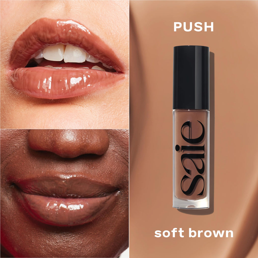 Saie Glossybounce: Hydrating Lip Gloss & Lip Oil Hybrid with Hyaluronic Acid & Jojoba – Non-Sticky, Ultra-Shiny (.17 oz)