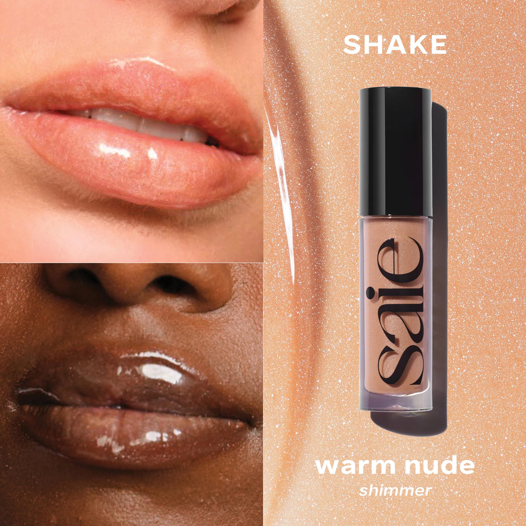 Saie Glossybounce Lip Gloss-Oil Hybrid with Hyaluronic Acid & Jojoba Oil | Non-Sticky, Ultra-Shiny Lips