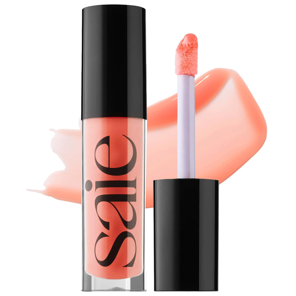 Saie Glossybounce Lip Gloss & Lip Oil Hybrid | Hyaluronic Acid + Jojoba | Non Sticky, Ultra Shine
