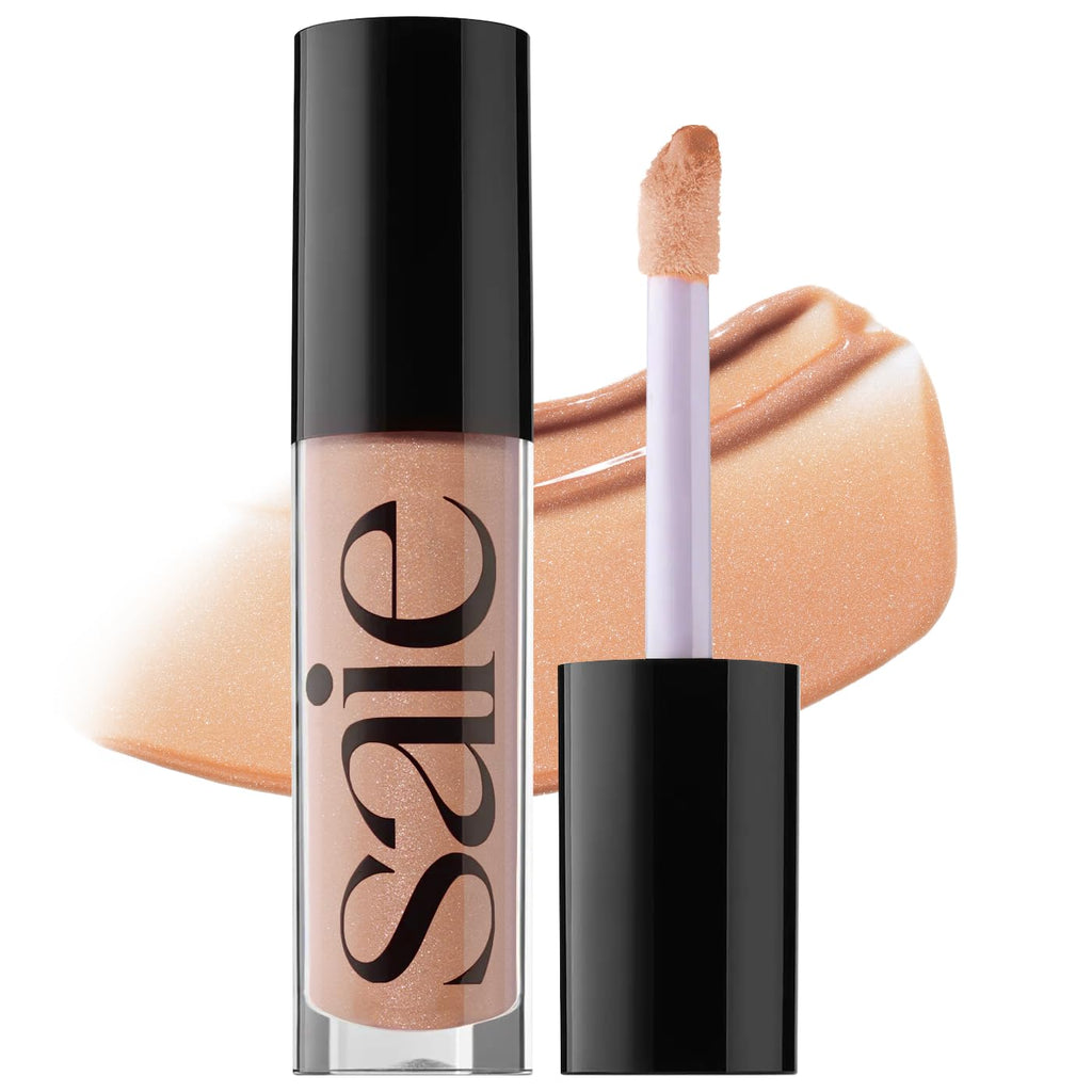 Saie Glossybounce Lip Gloss-Oil Hybrid with Hyaluronic Acid & Jojoba Oil | Non-Sticky, Ultra-Shiny Lips