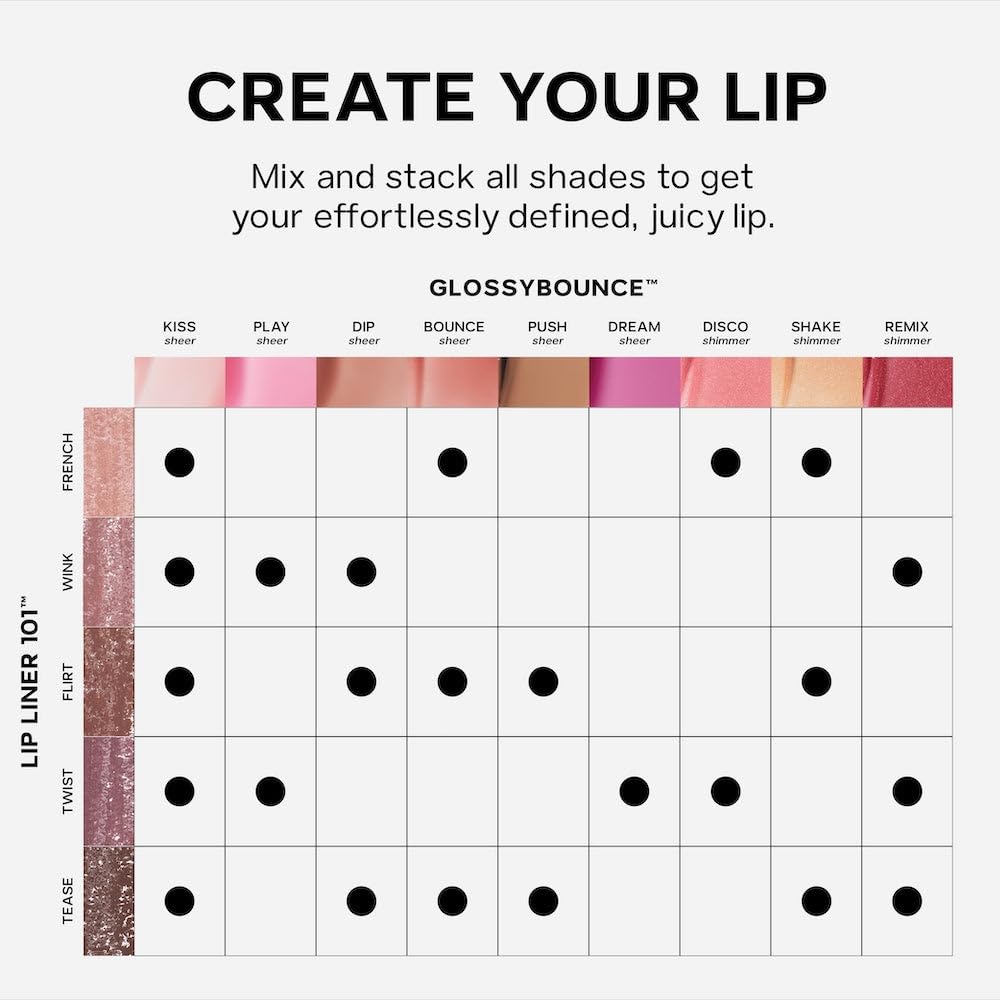 Saie Glossybounce Lip Gloss-Oil Hybrid with Hyaluronic Acid & Jojoba Oil | Non-Sticky, Ultra-Shiny Lips