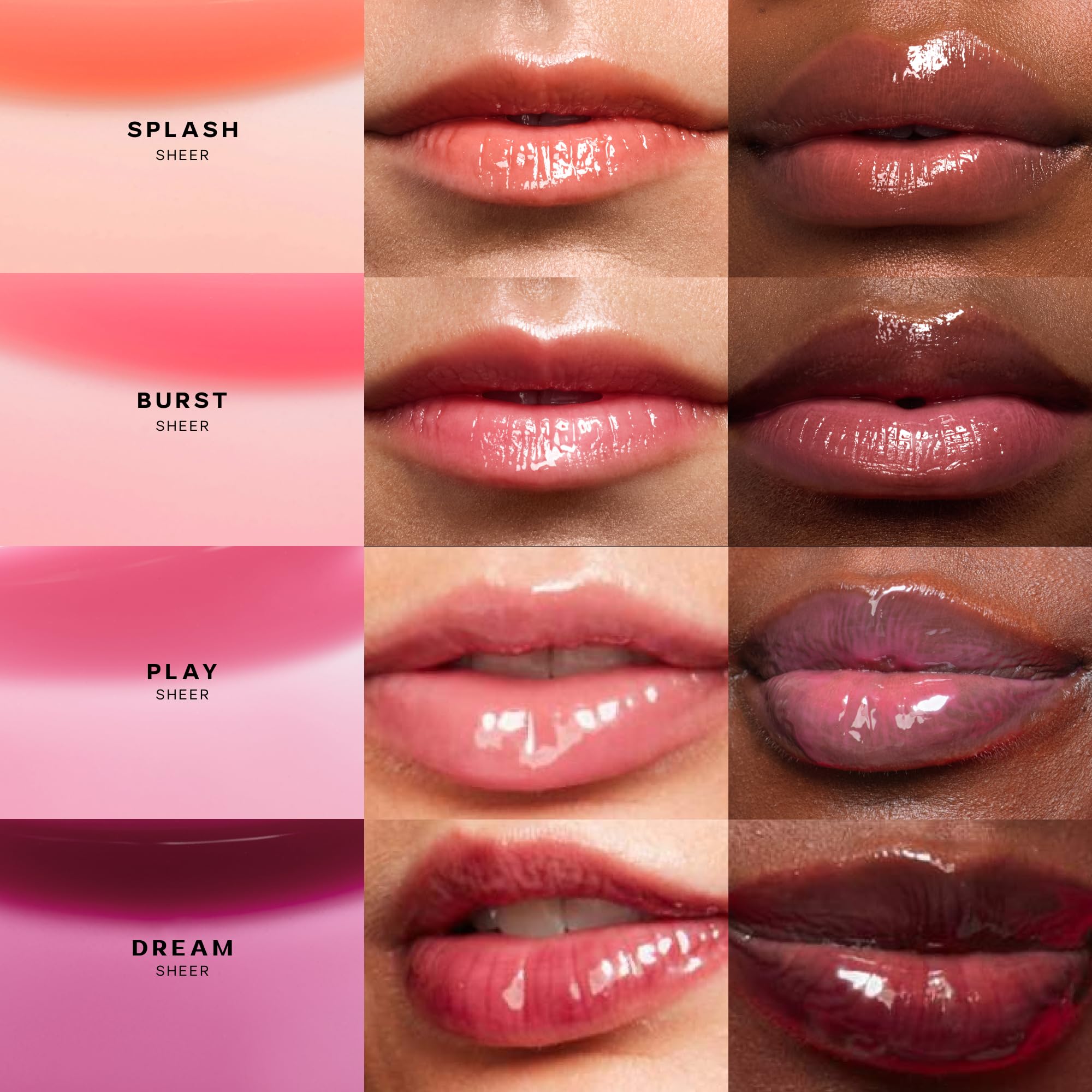 Saie Glossybounce Lip Gloss-Oil Hybrid | Hydrating, Non-Sticky Shine with Hyaluronic Acid & Jojoba (0.17 oz)