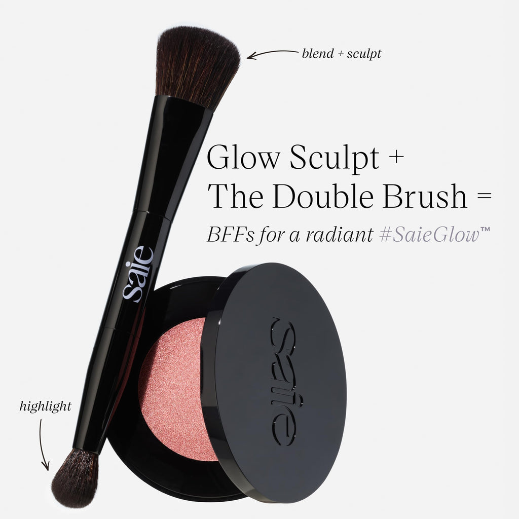 Saie Glow Sculpt: Refillable Cream Blush & Highlighter in Quartzglow