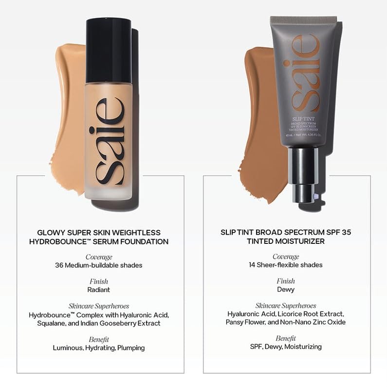 Saie Glowy Super Skin Tint Foundation Shade 26 – Weightless, Dewy Medium Coverage