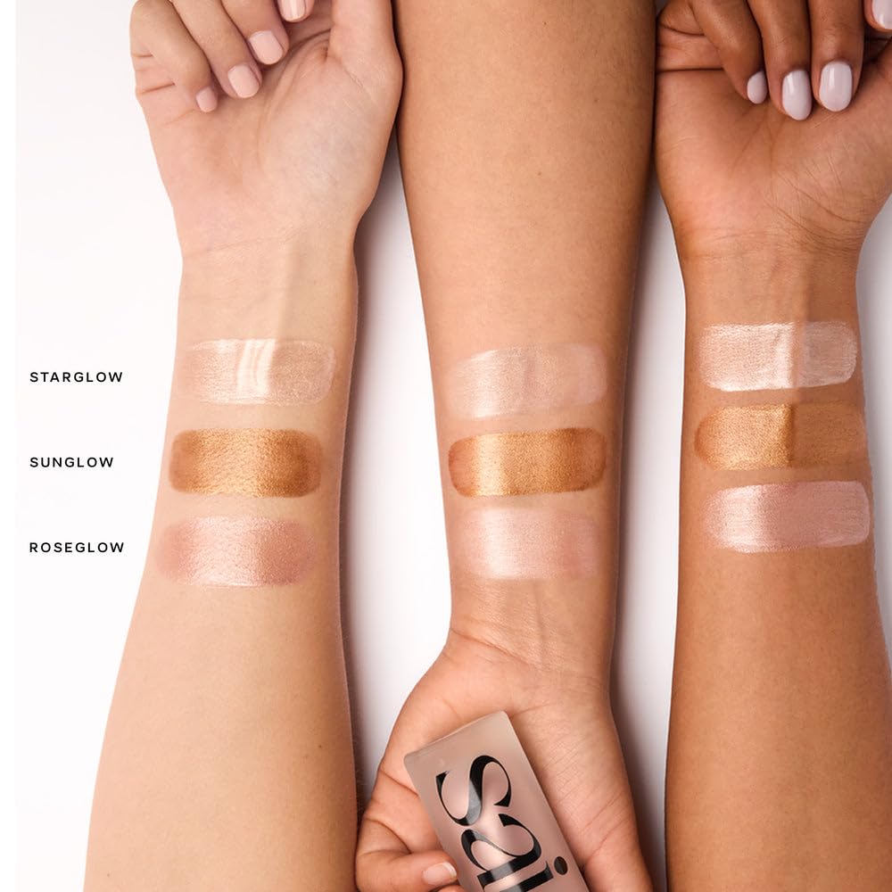 Saie Mini Glowy Super Gel Trio Gift Set – Lightweight Primer & Liquid Highlighter (Starglow, Roseglow, Sunglow)