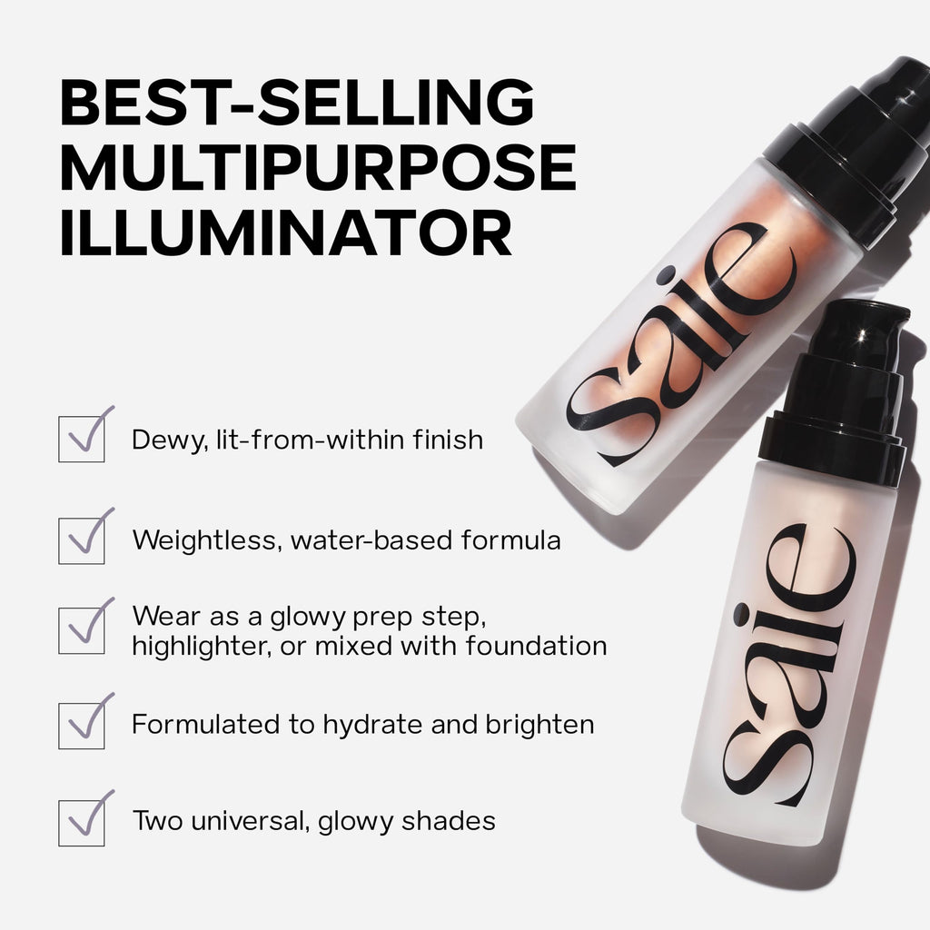 Saie Mini Glowy Super Gel Sunglow – Hydrating Primer & Illuminating Serum (0.5 oz)