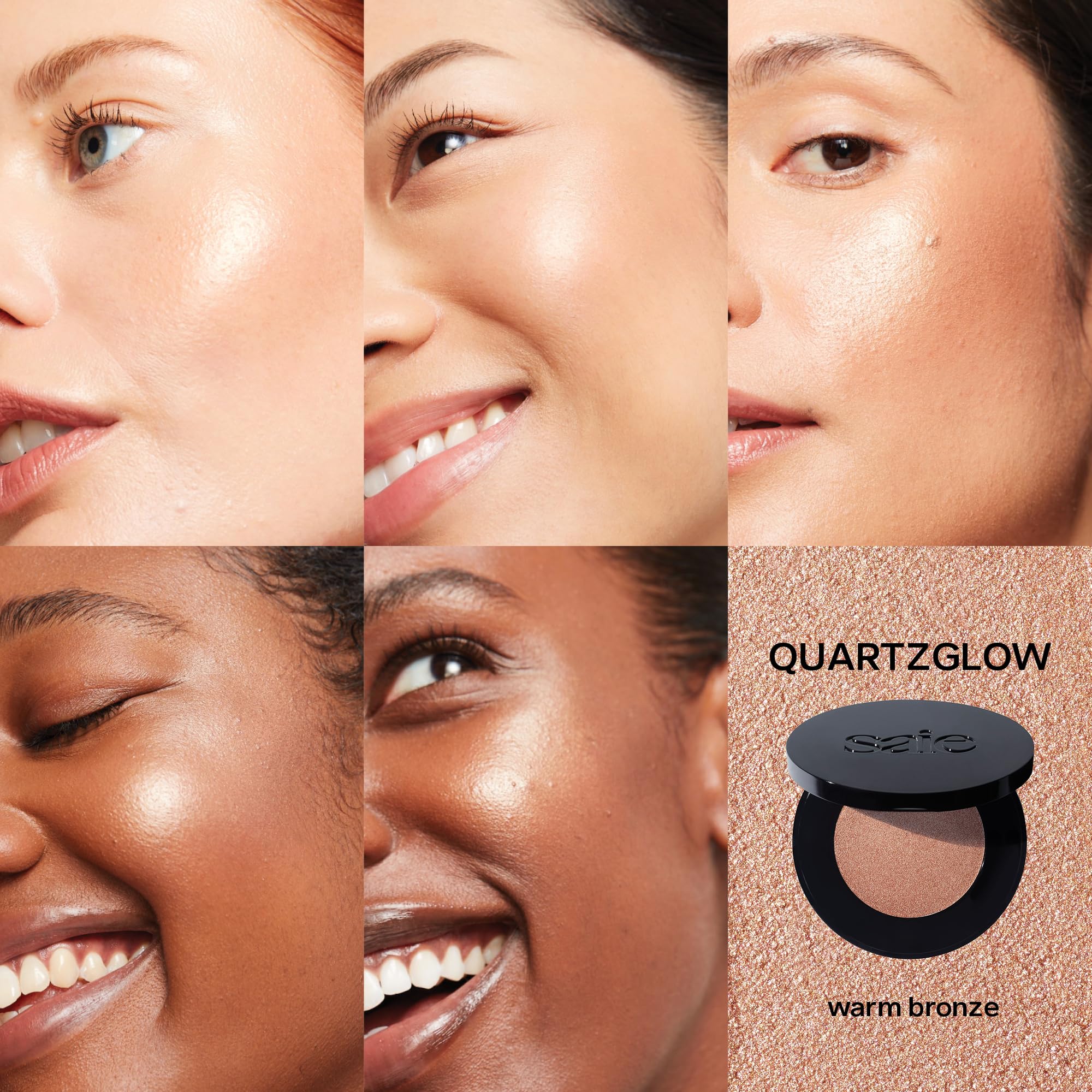 Saie Glow Sculpt: Refillable Cream Blush & Highlighter in Quartzglow