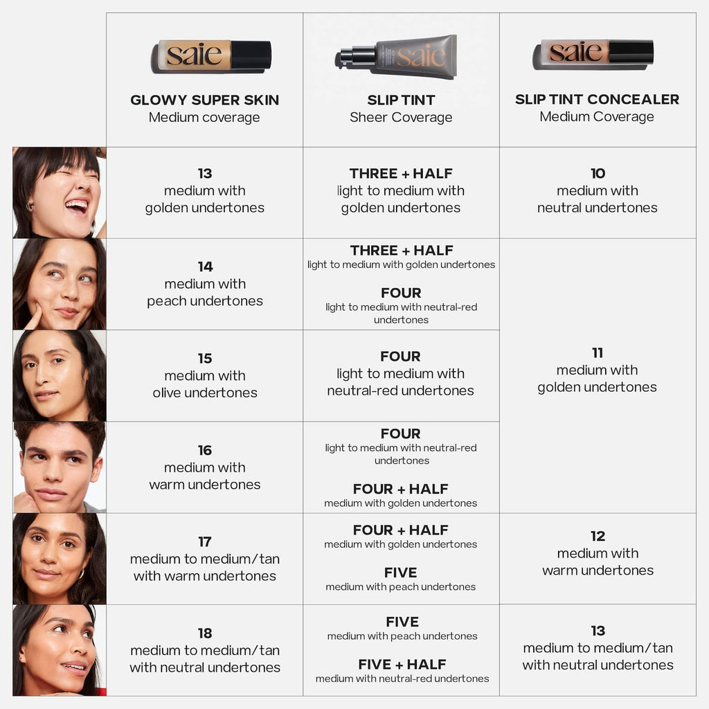 Saie Slip Tint Radiant All-Over Concealer in Shade 13 | Hydrating, Lightweight Coverage
