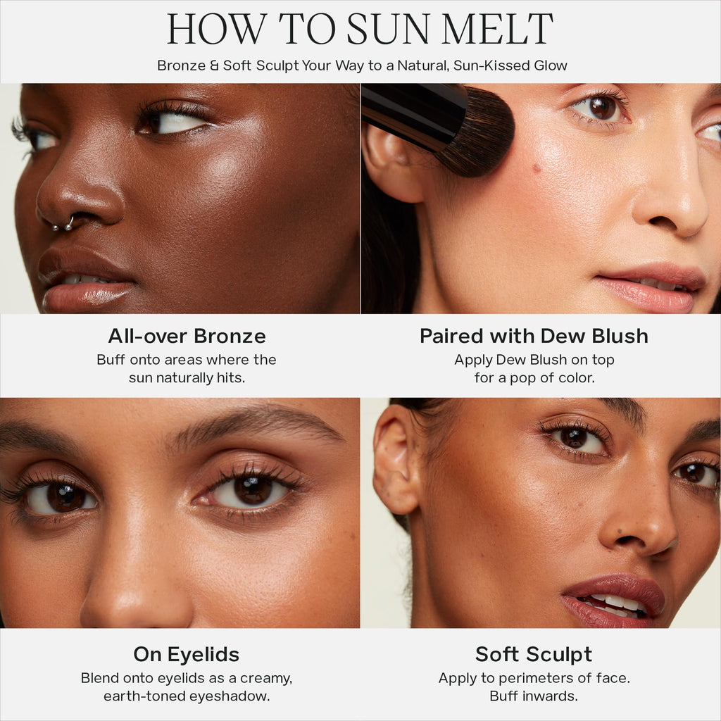 Saie Sun Melt Cream Bronzer – Buildable Balm for Natural Glow & Soft Sculpt (Dark Bronze, 1 oz)
