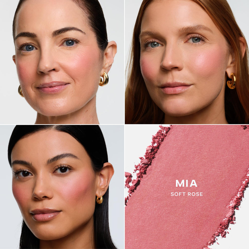 Saie SuperSuede Baked Blush in Mia – Talc-Free Hydrating Powder with Hyaluronic Acid (0.1 oz)